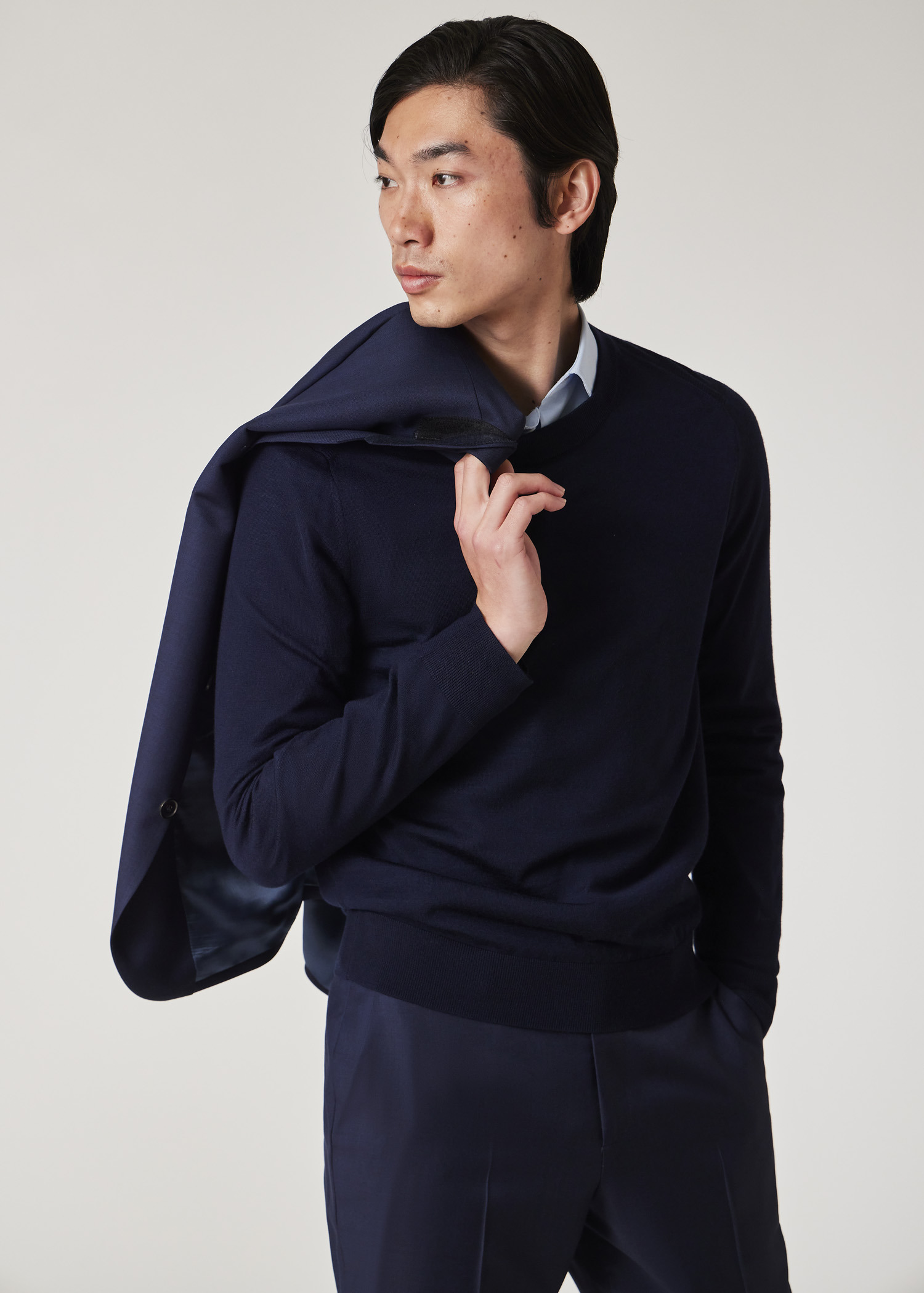 Navy Blue Merino Wool Sweater - 3