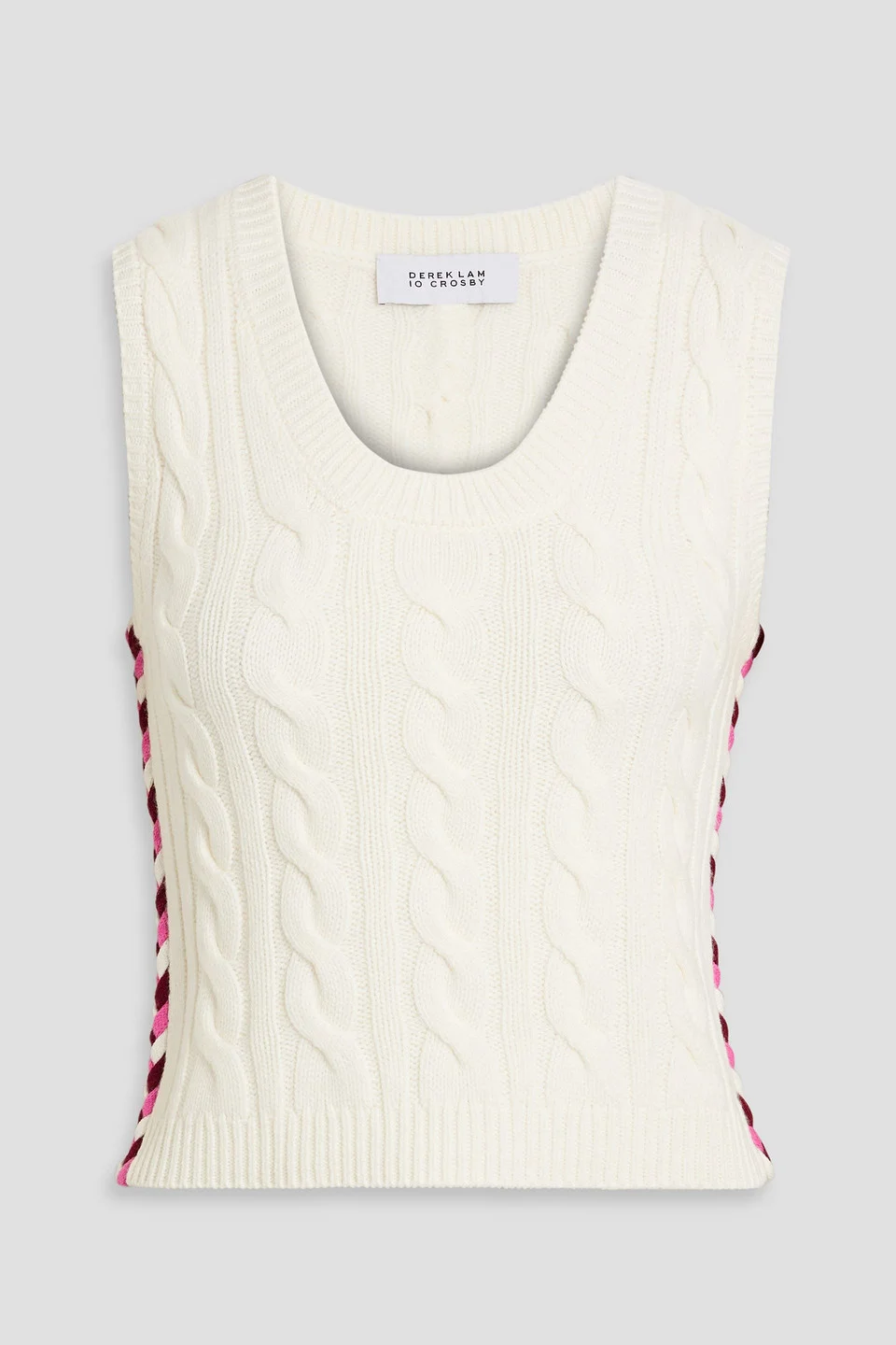 Yuna embroidered cable-knit wool vest - 1