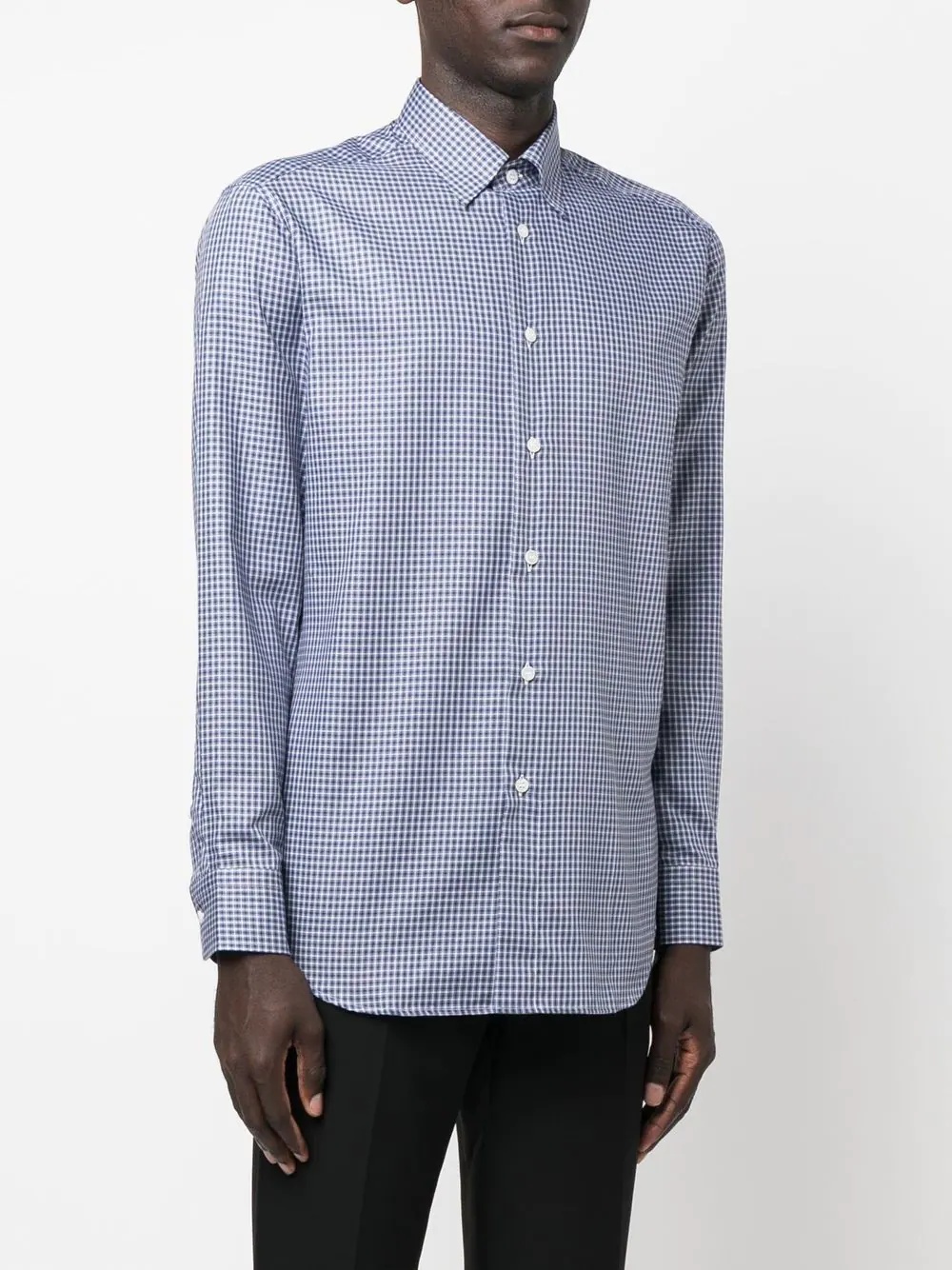 checked long-sleeved shirt - 3