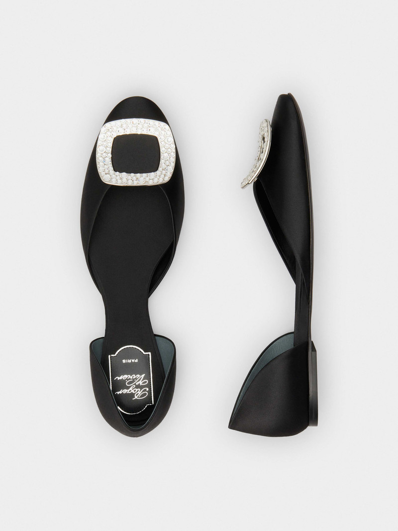 Chips Strass Buckle Dorsay Ballerinas in Satin 4