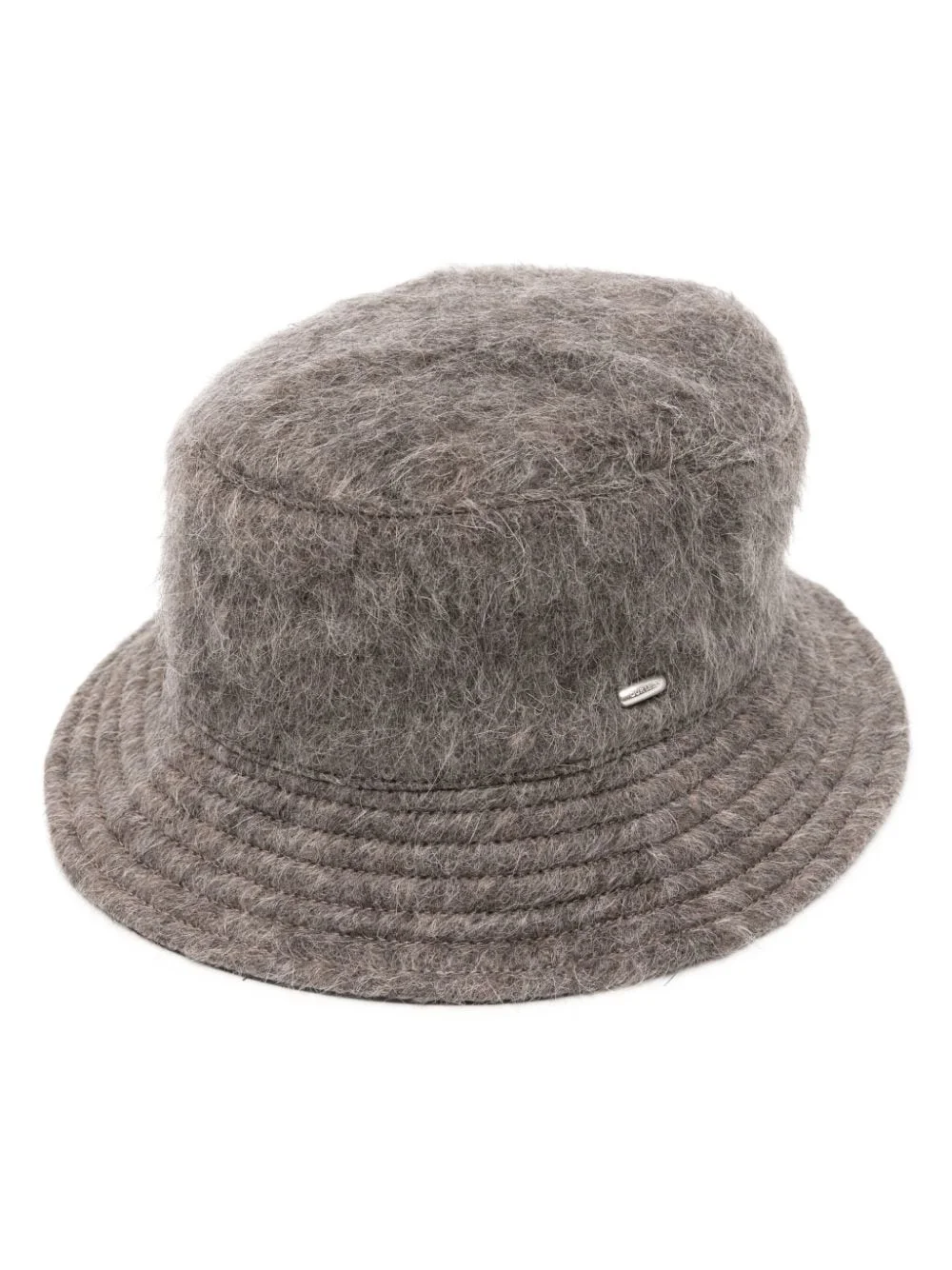 logo-plaque brushed-finish bucket hat - 1