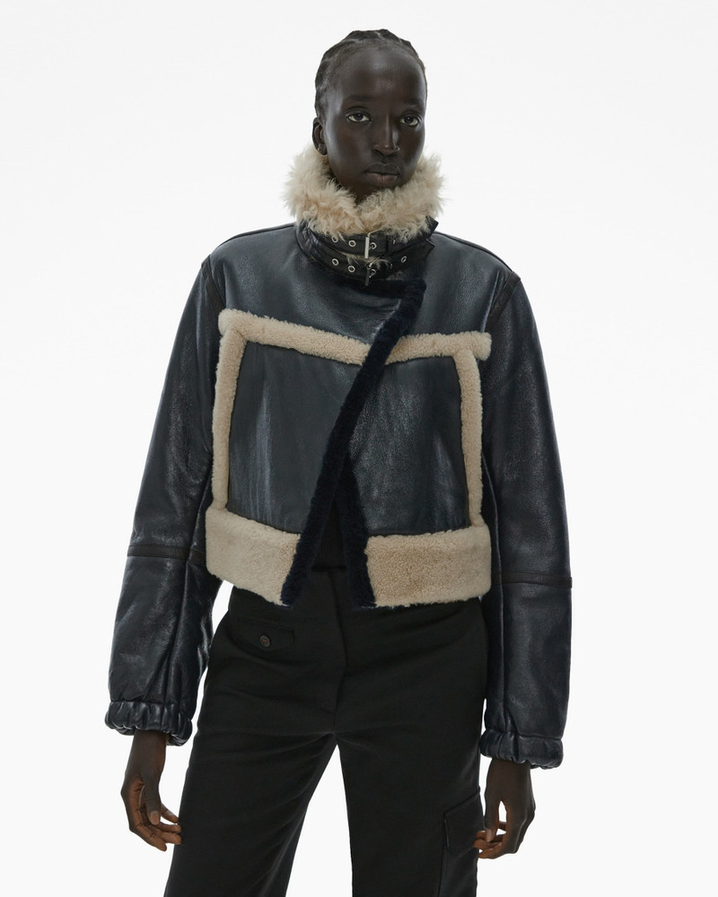 RIBBED SHEARLING AVIATOR JACKET 3