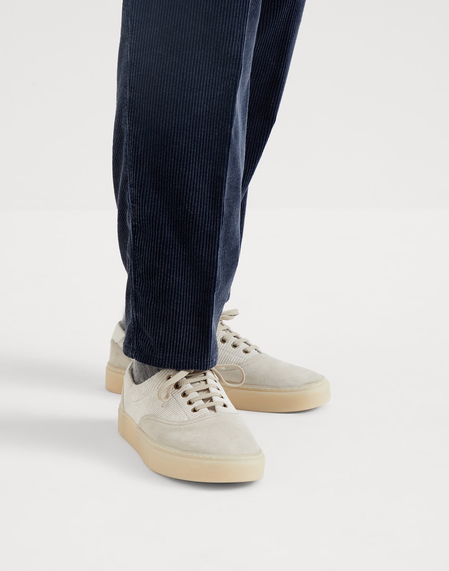 Washed suede and techno corduroy sneakers - 4