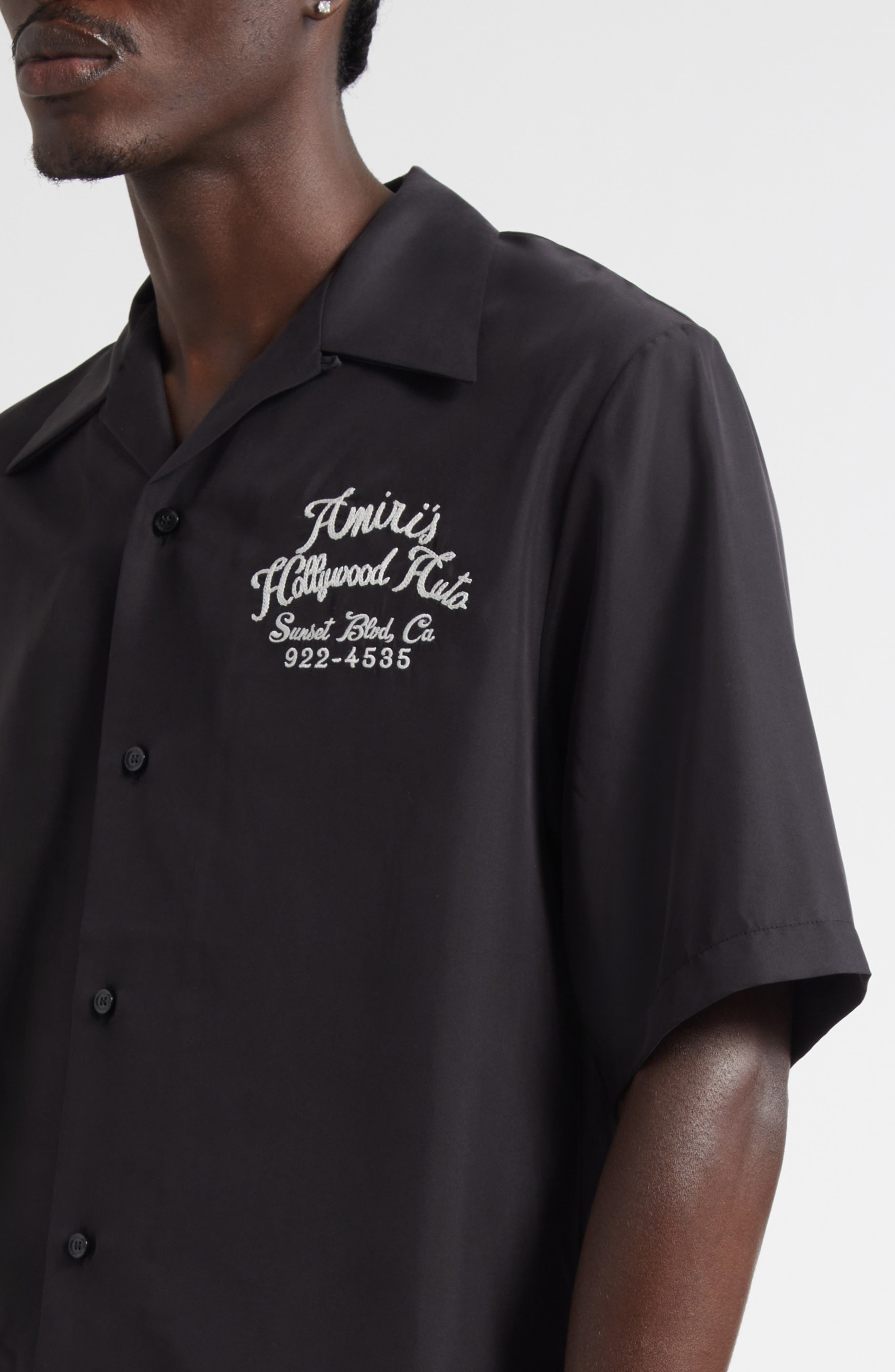 AMIRI Hollywood Auto Bowling Shirt in Black at Nordstrom - 5