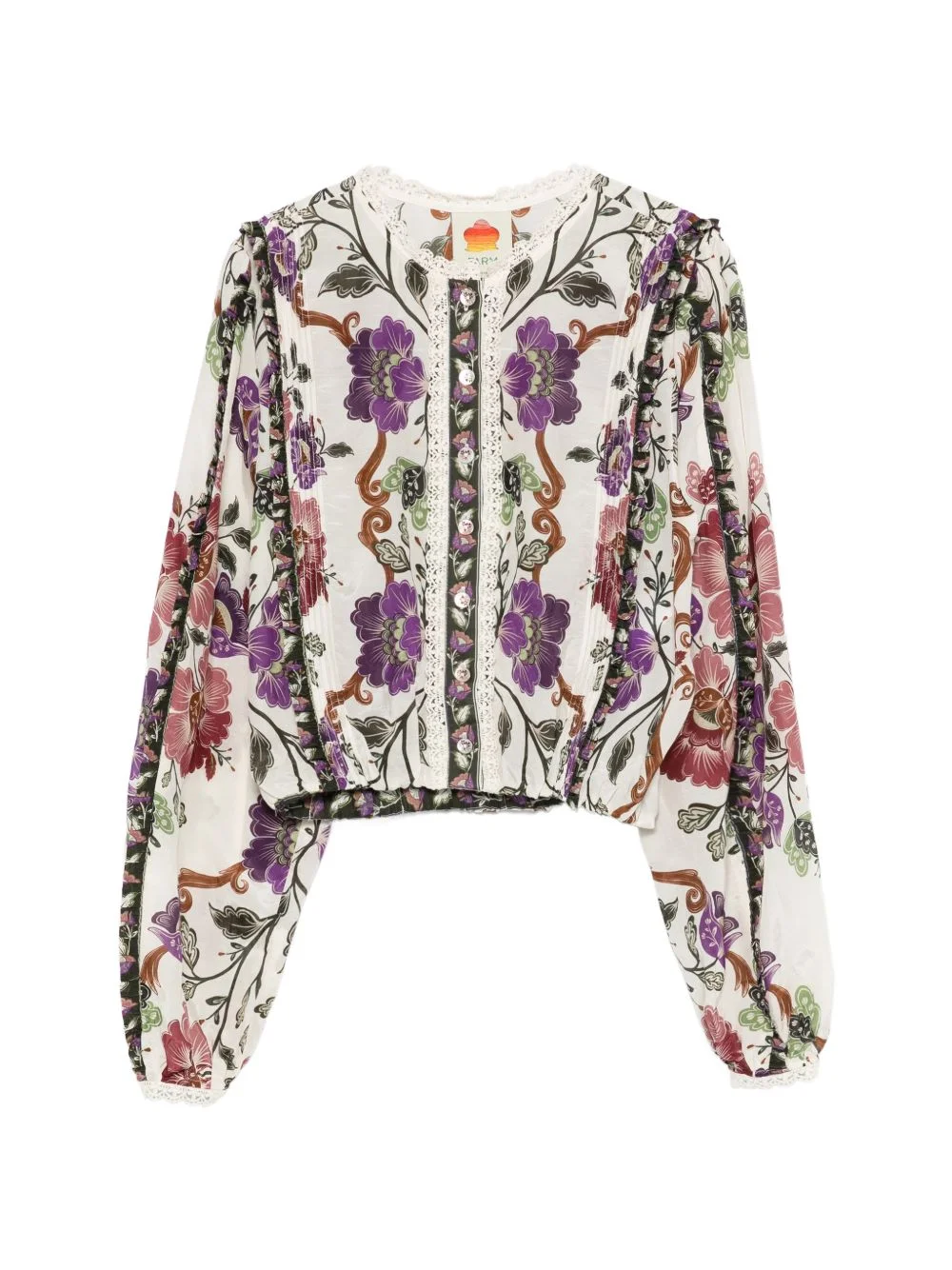 floral lace-trim shirt - 1