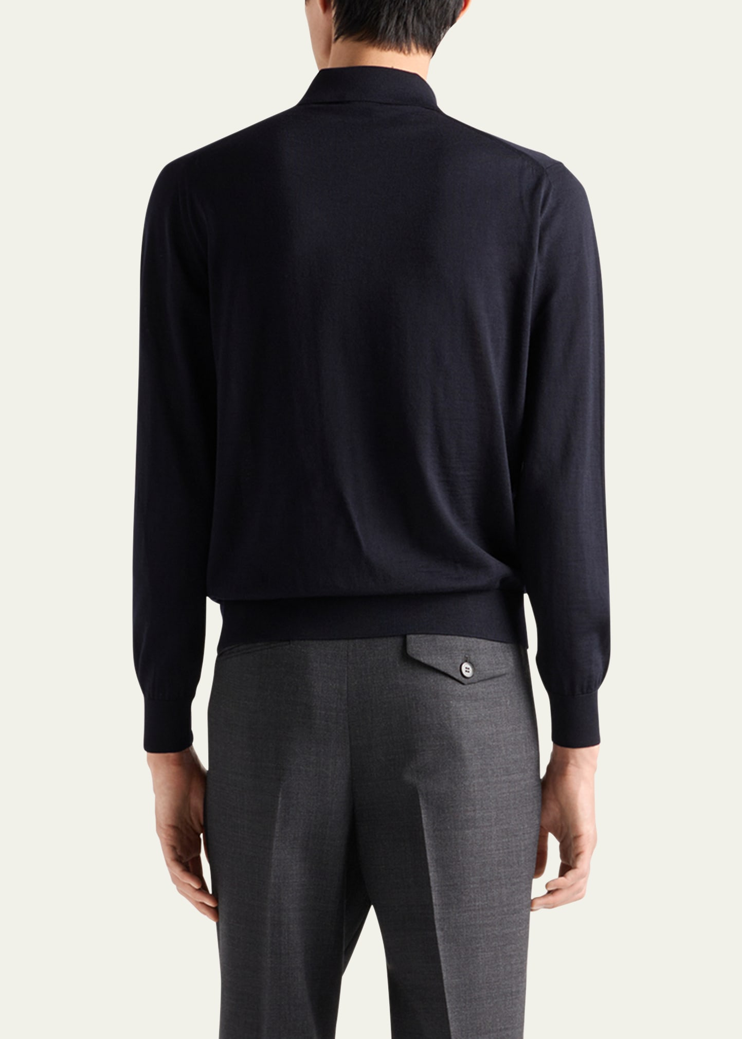 Men's Superfine Wool Small Logo Crewneck Sweater - 3
