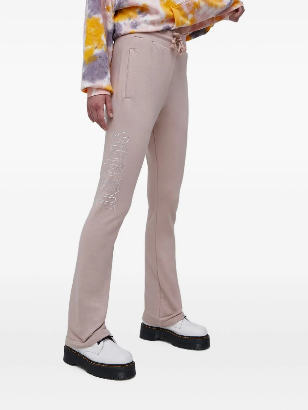 rhinestone-logo trousers - 1