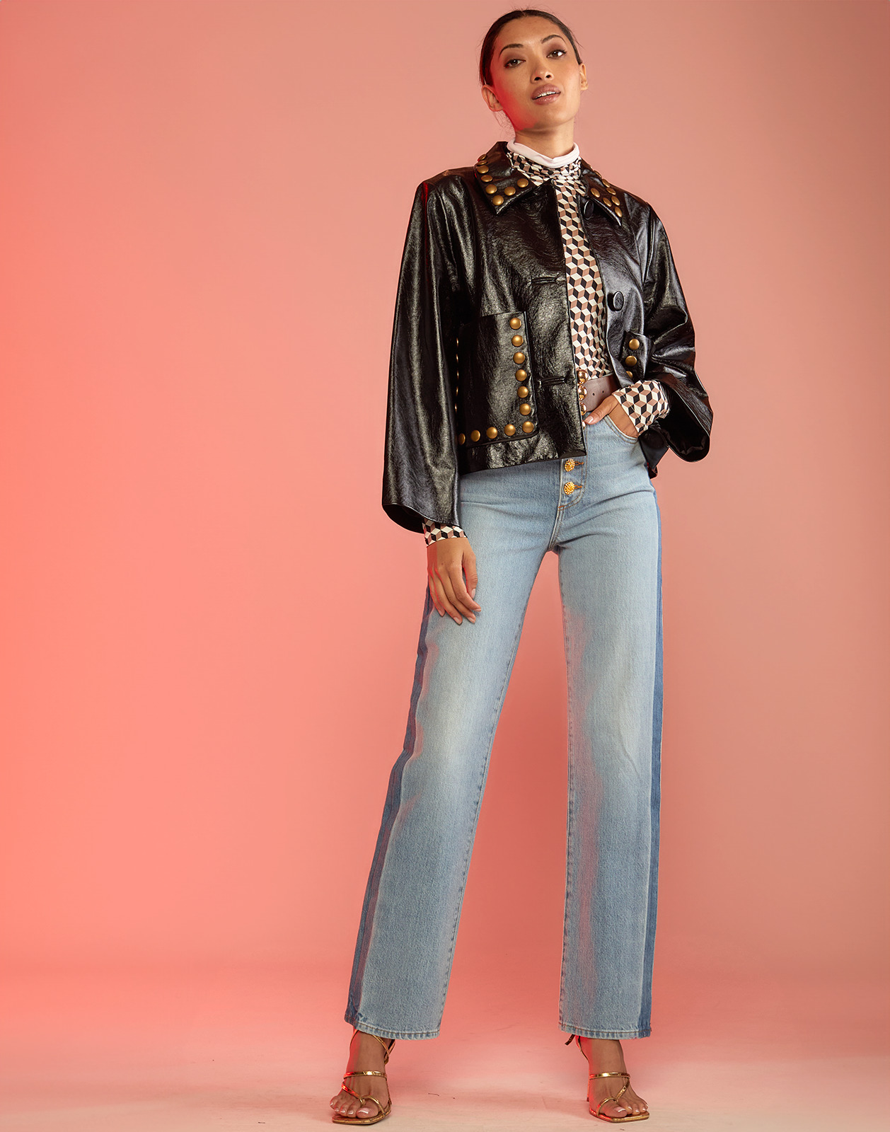 Studded Vegan Leather Jacket - 3