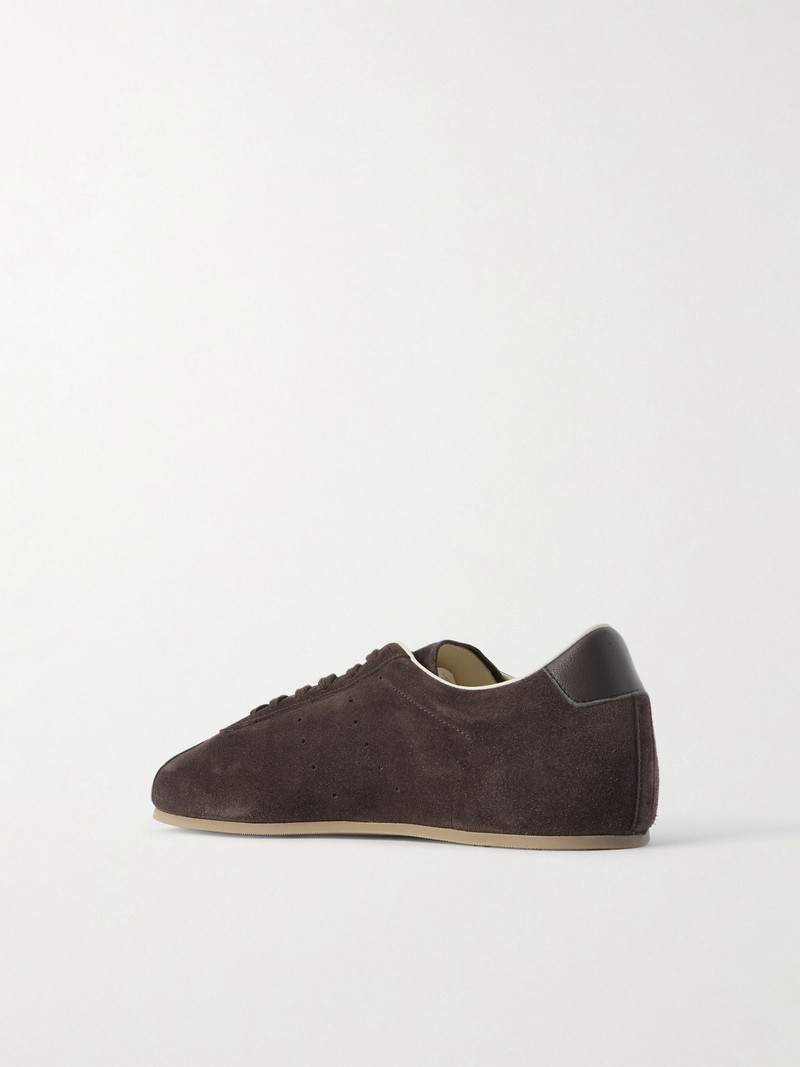 Driving Lo Profile Leather-Trimmed Suede Sneakers Brown 4