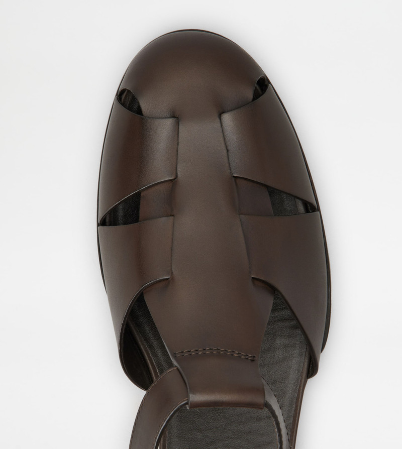 SANDALS IN LEATHER - BROWN 4