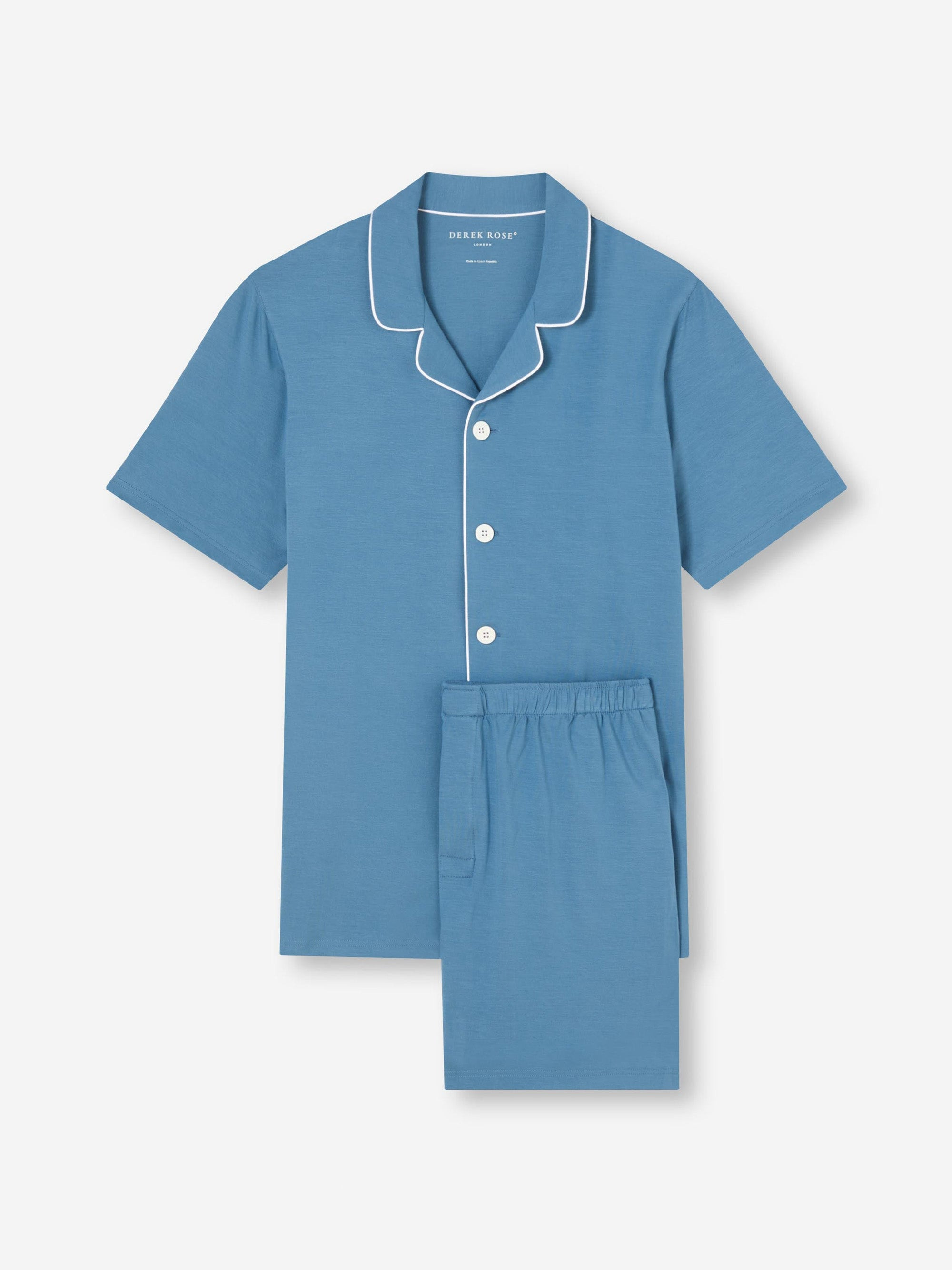 Men's Short Pajamas Basel Micro Modal Stretch Steel Blue - 2