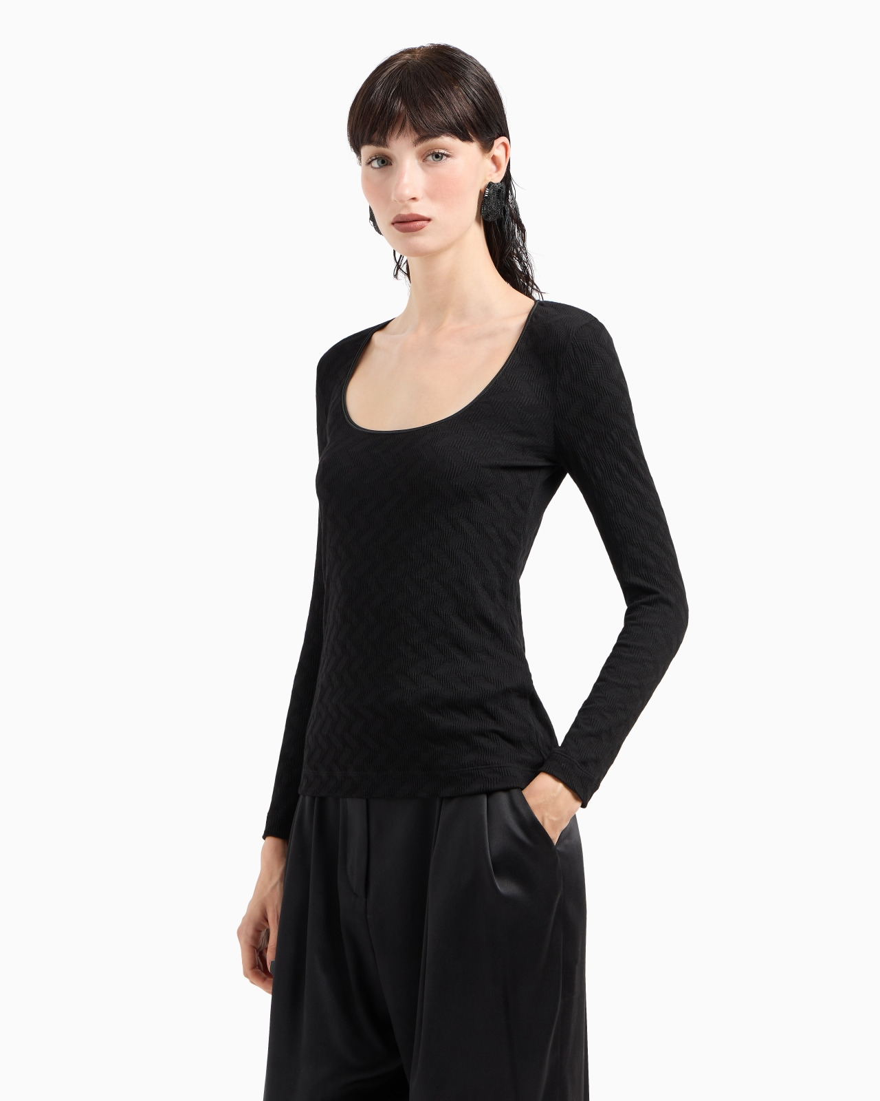ASV crew-neck jumper in viscose and cashmere jacquard jersey - 2