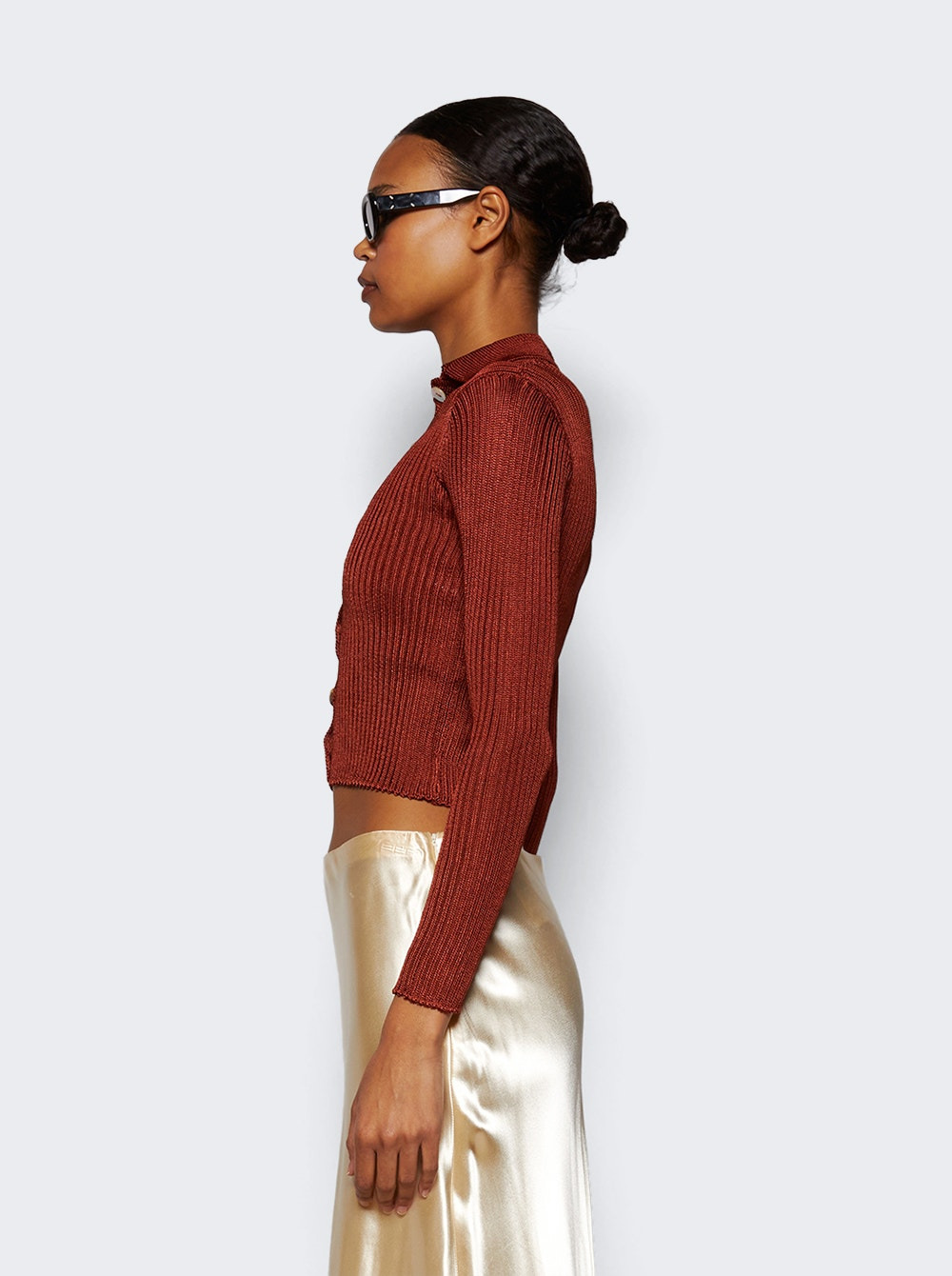 Ribbed Long Sleeve Cardigan Clay - 4