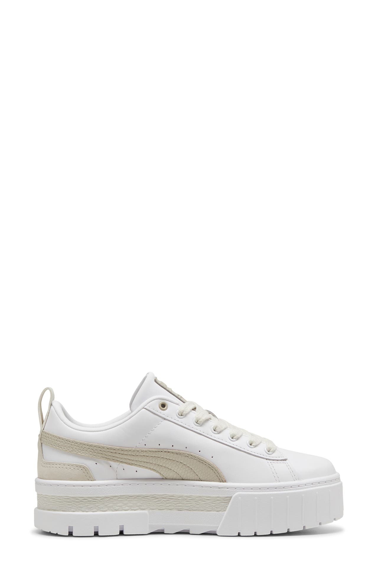 PUMA Mayze Luxe Platform Sneaker in Puma White-Desert Dust at Nordstrom - 1