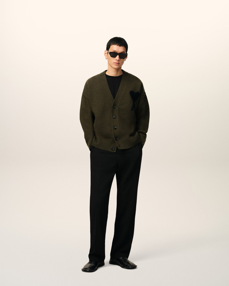 KHAKI WOOL AMI DE COEUR CARDIGAN 3