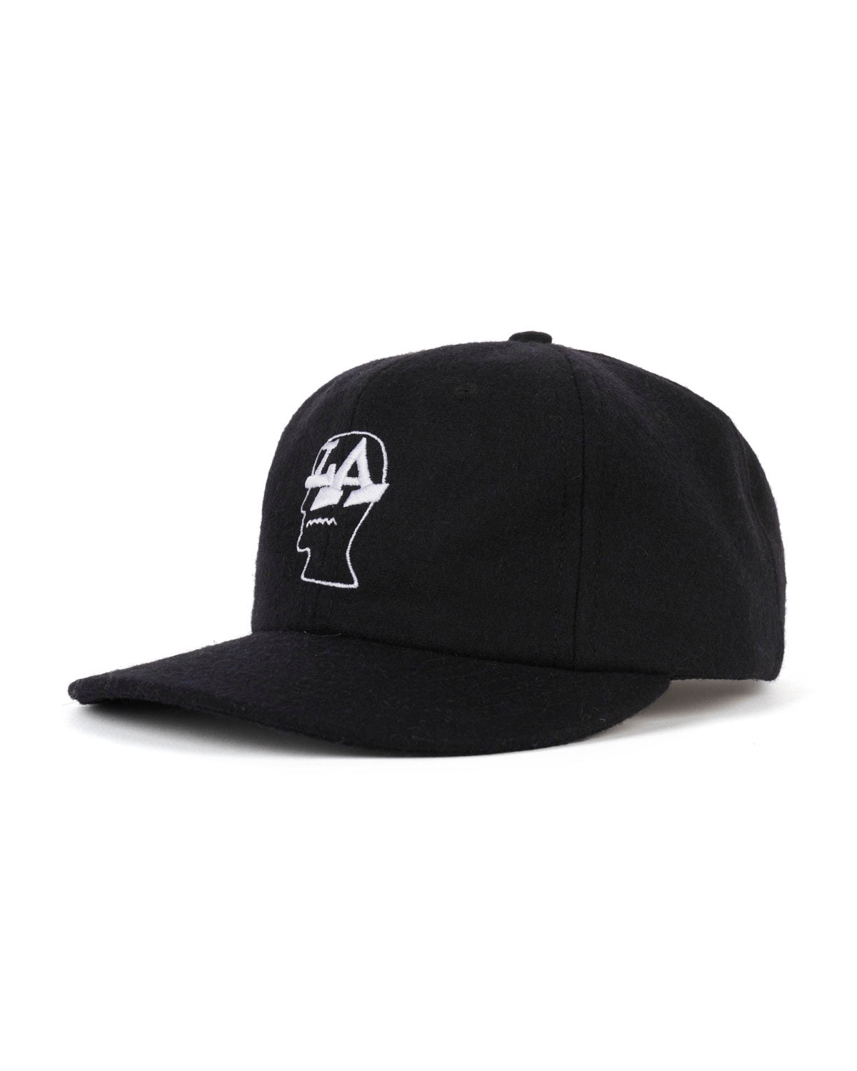 Wool Flannel LA Logo Head 6 Panel Hat - Black - 3