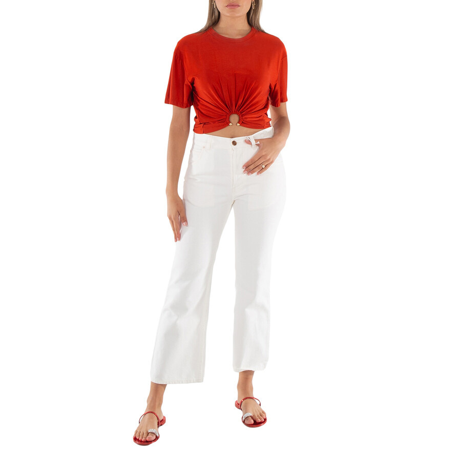 Chloe Ladies White Fuego Cropped Bootcut Jeans, Waist Size 27" - 6