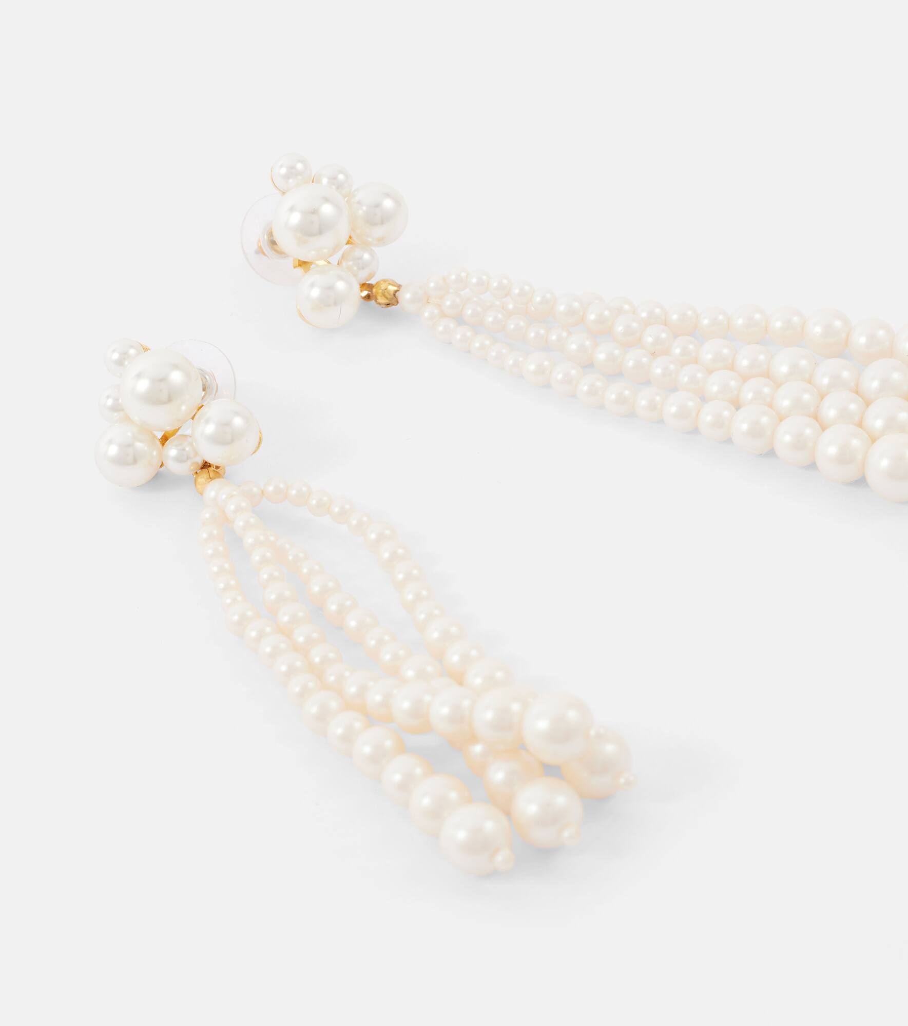 Charlena gold-plated drop earrings with pearls - 4