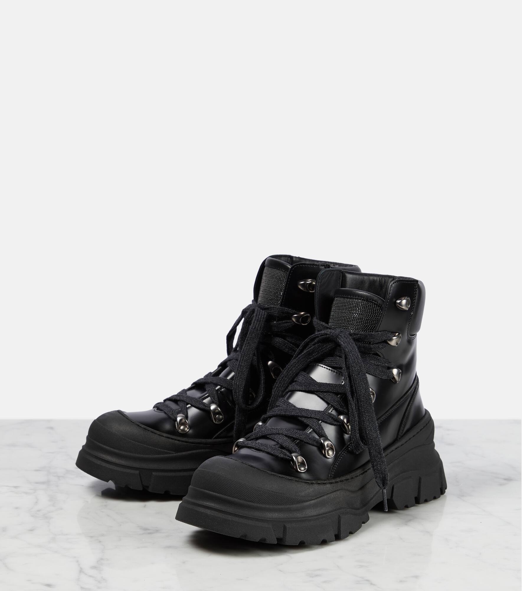 Leather combat boots - 5