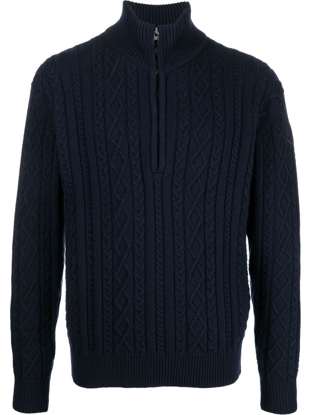 cable-knit half-zip jumper - 1