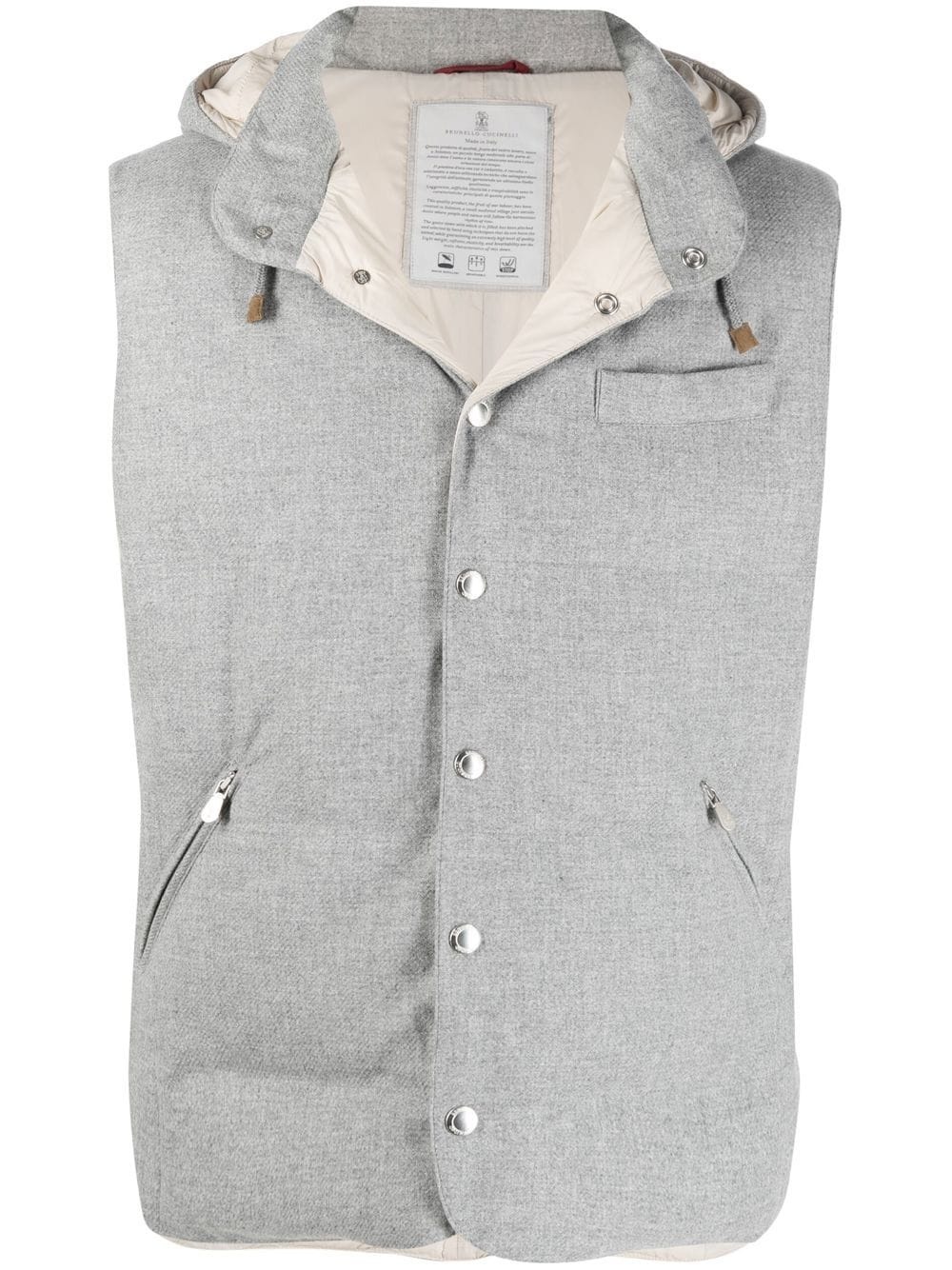 button-down fastening hooded gilet - 1