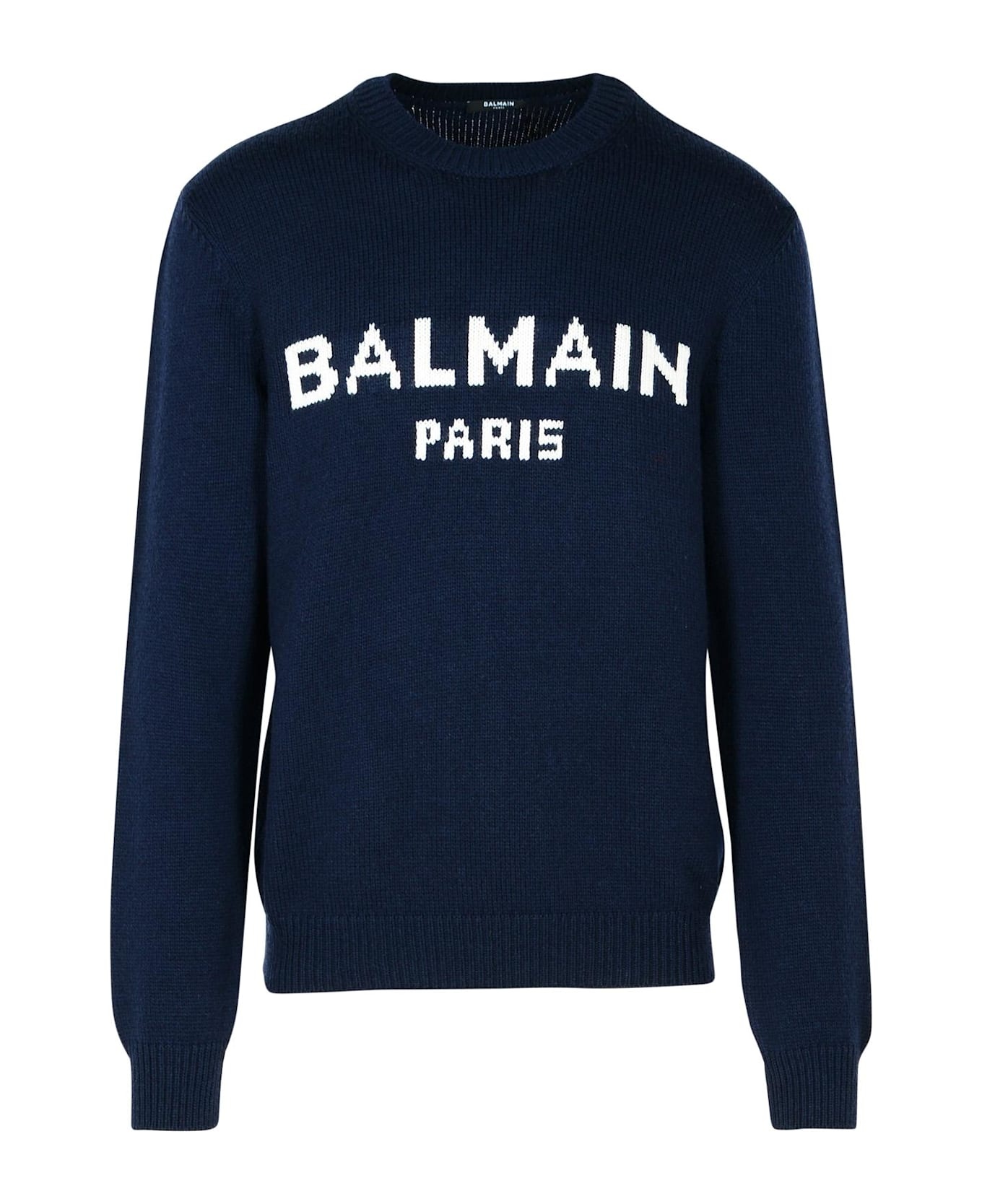 Blue Merino Wool Blend Sweater - 1