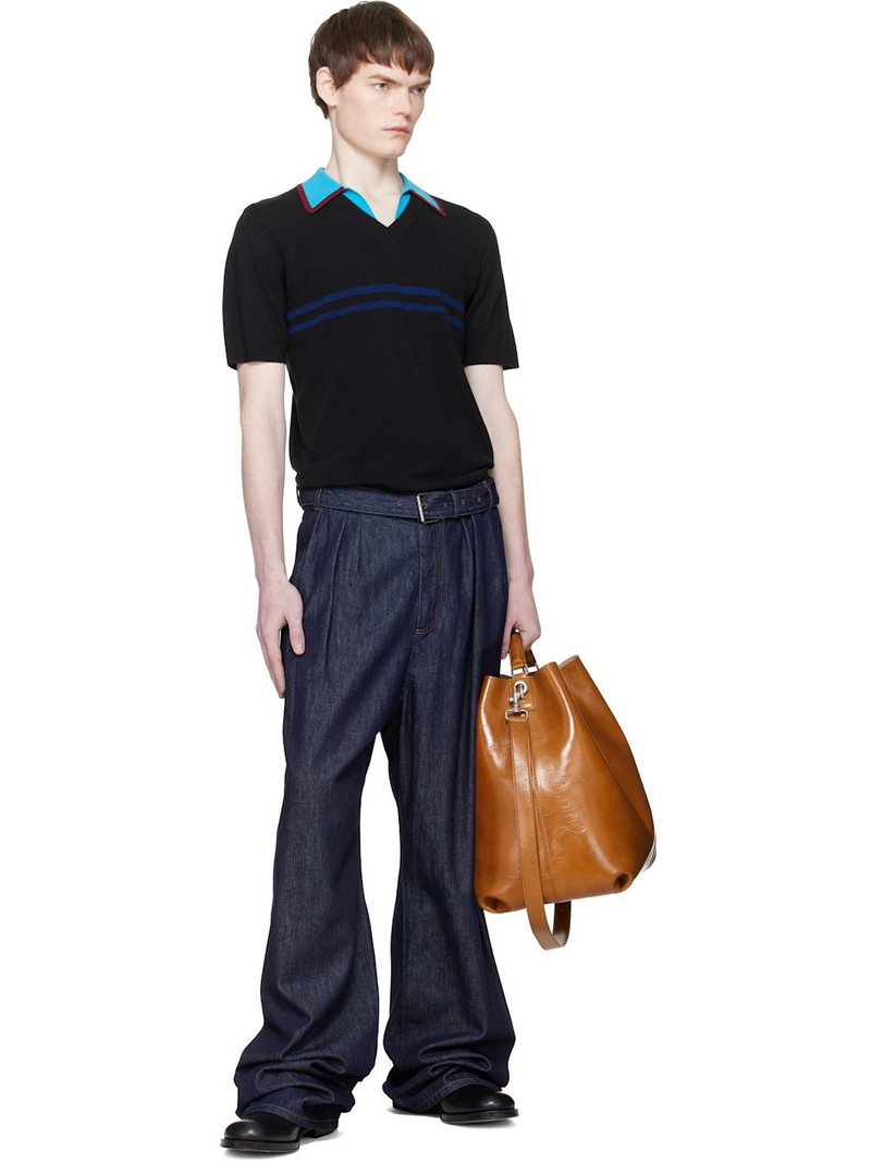 Dries Van Noten Navy Pleated Jeans outlook