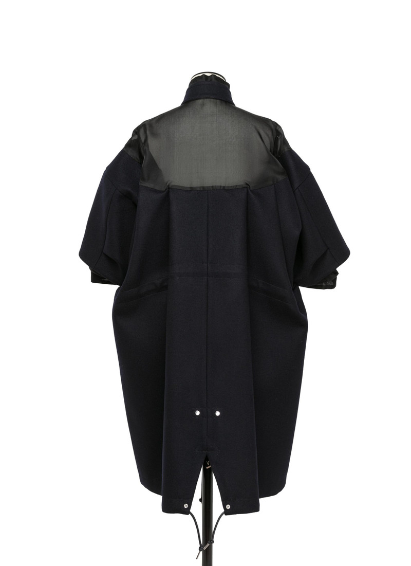 Wool Melton x Silk Organdy Coat Dress 4