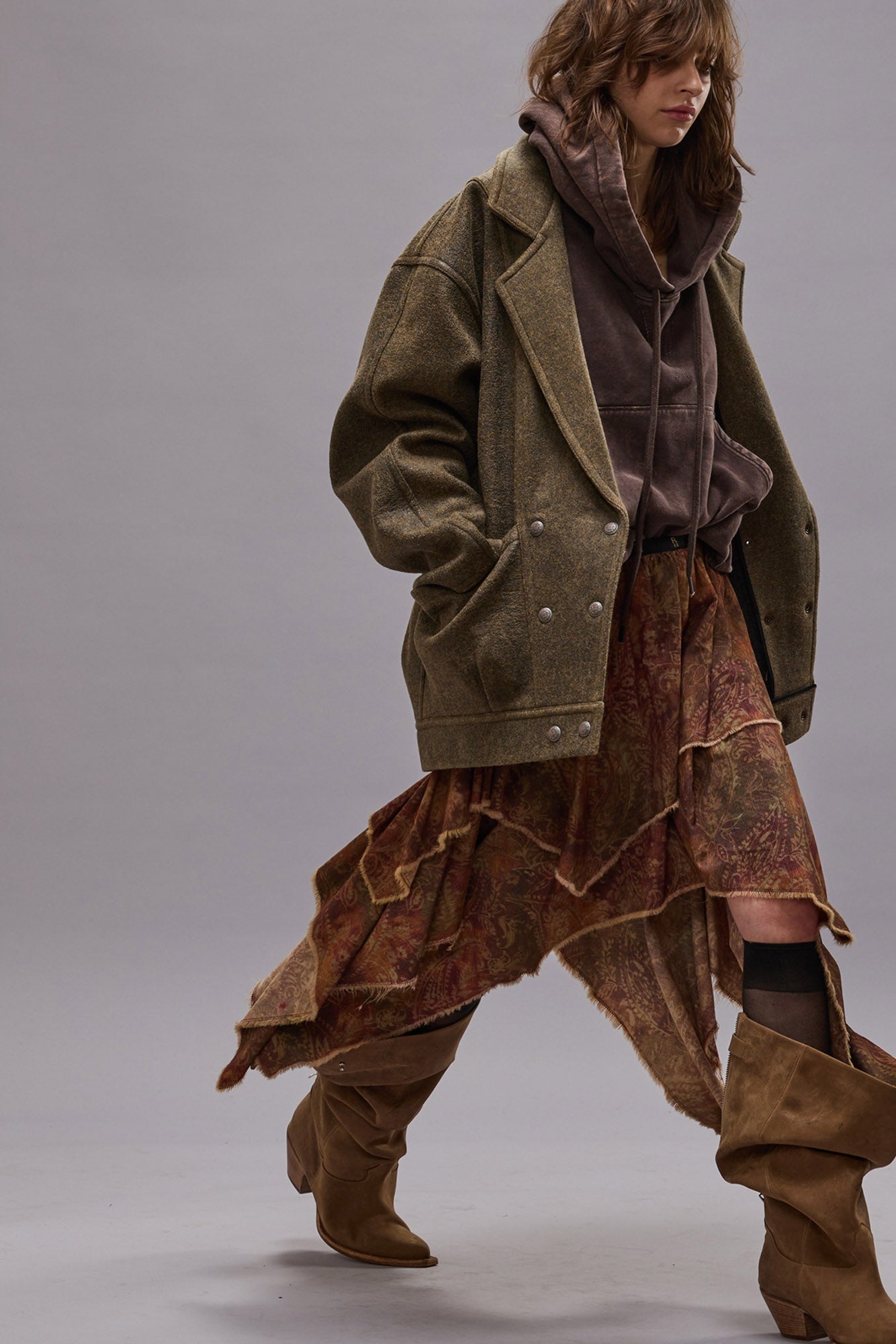 DOUBLE BREASTED JACKET - COATED WOOL - R13 - 3