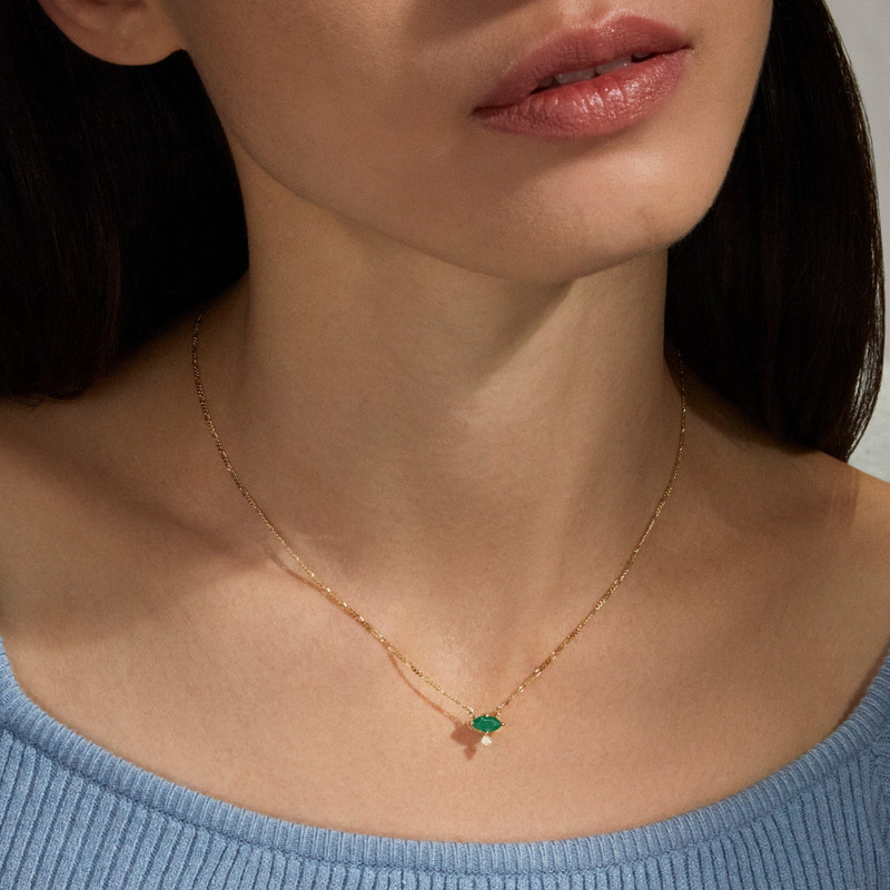 STONE AND STRAND Emerald Marquise Necklace outlook