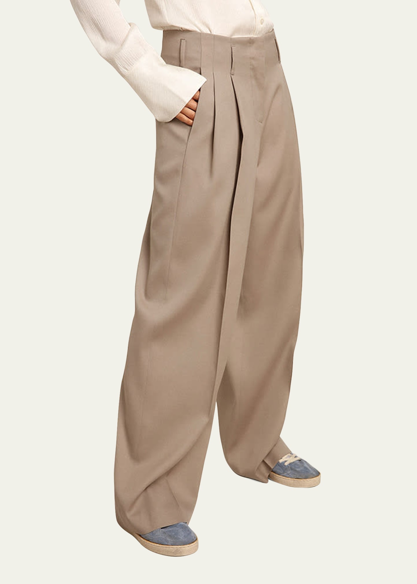 Journey Wool Gabardine Wide-Leg Pants - 4