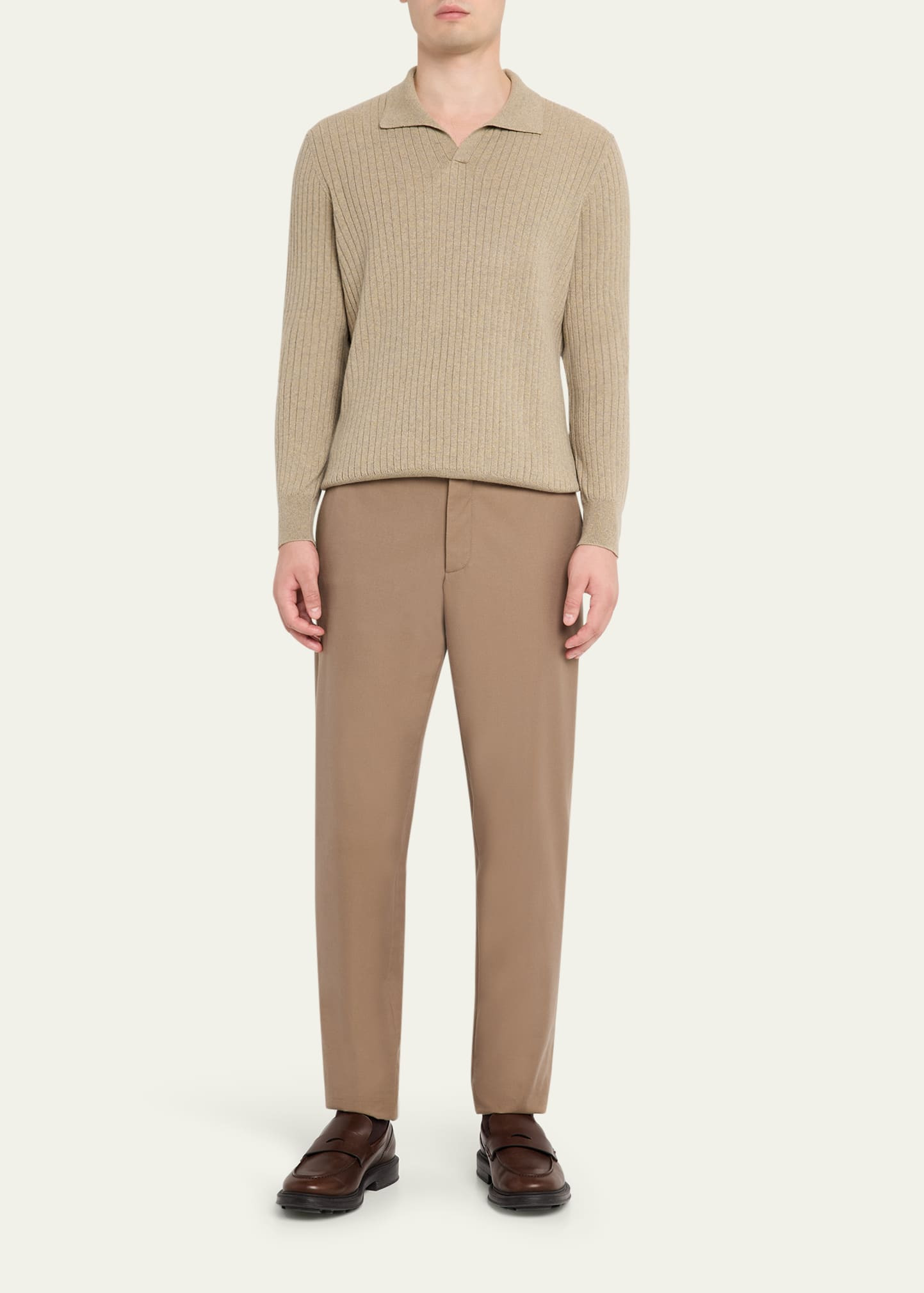 Men's Lexington Baby Cashmere Ribbed Polo Sweater - 2