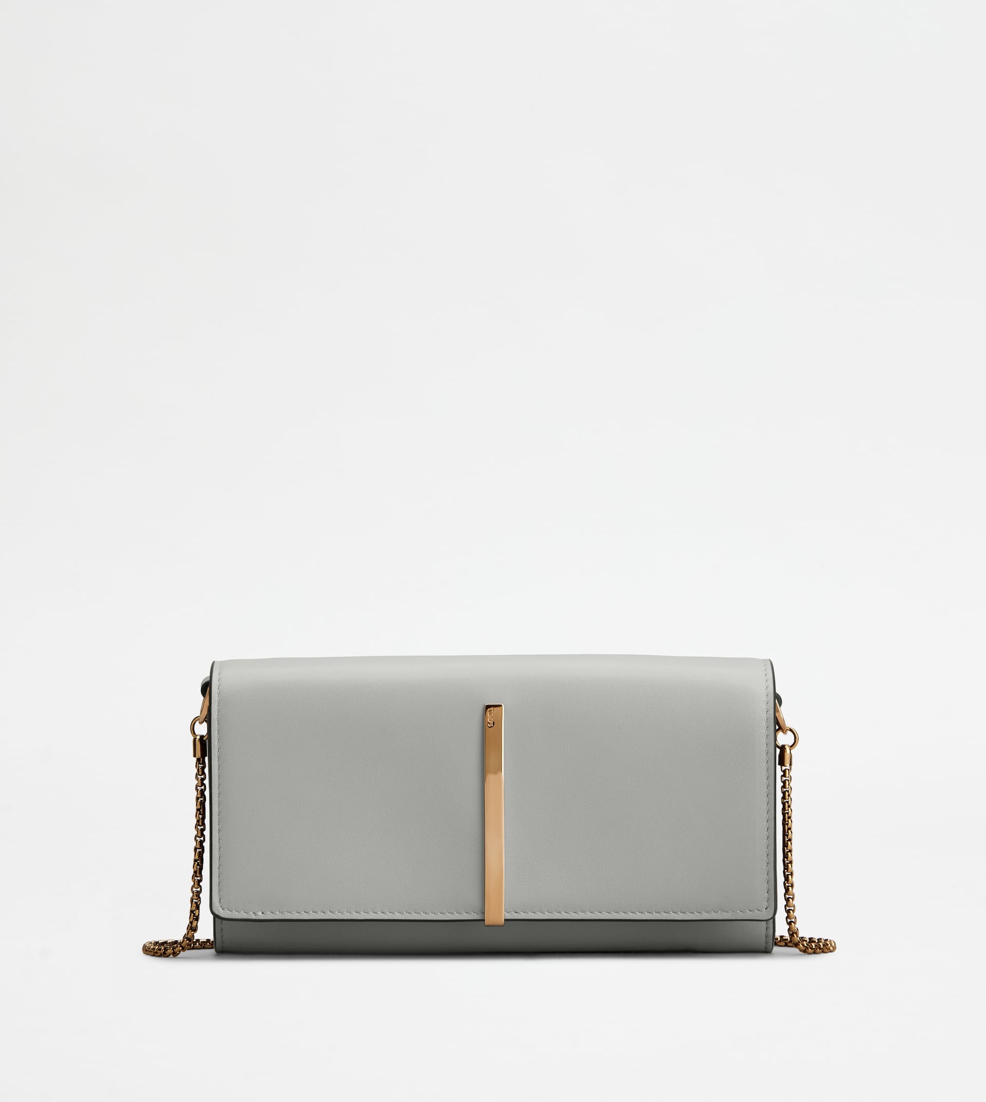 WALLET IN LEATHER WITH SHOULDER STRAP - GREY - 1
