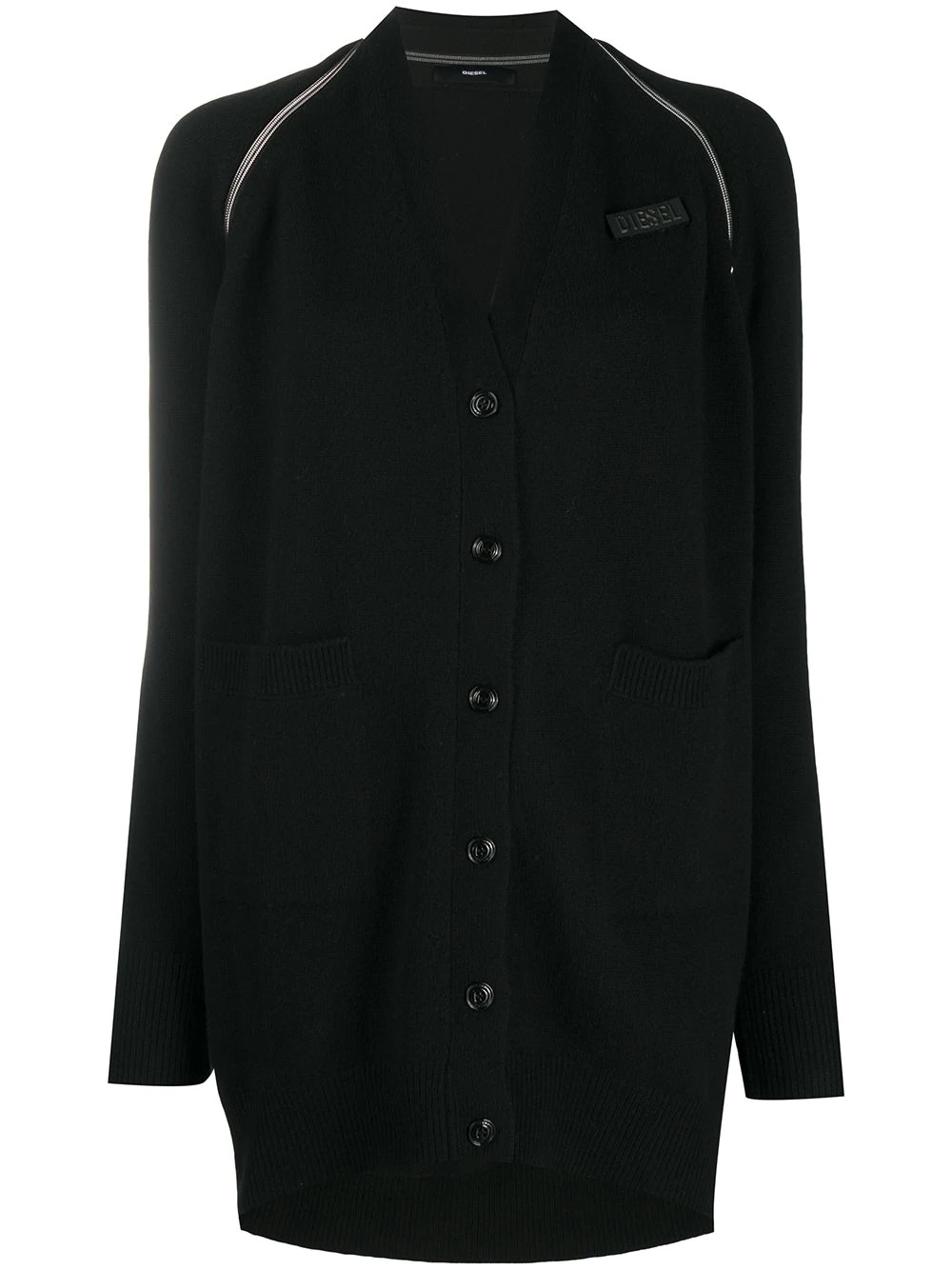 zip reveal button-down cardigan - 1