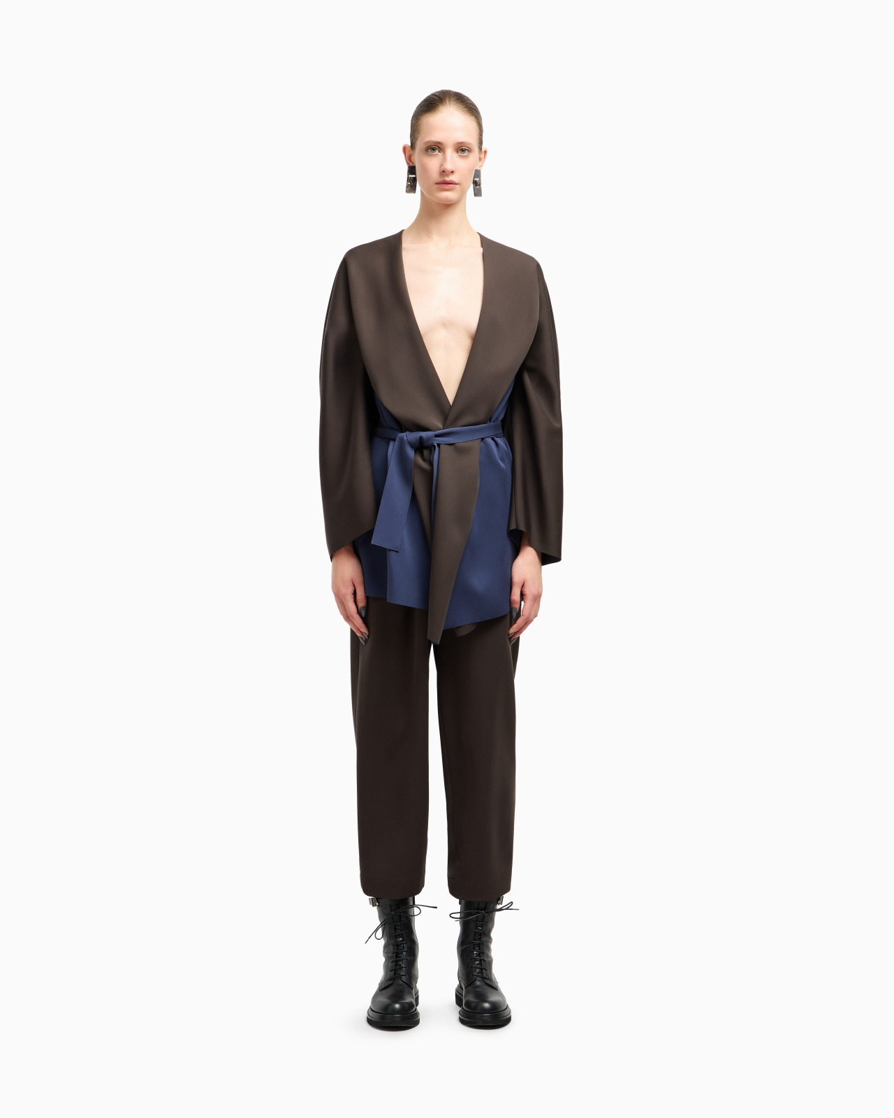 SILK DOUBLE GEORGETTE PEA COAT - 4