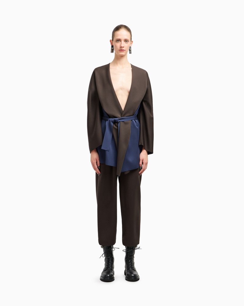 GIORGIO ARMANI SILK DOUBLE GEORGETTE PEA COAT outlook