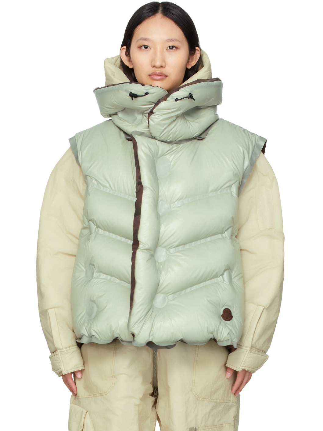 Moncler Dingyun Zhang Green Reversible Down Zadena Vest - 1