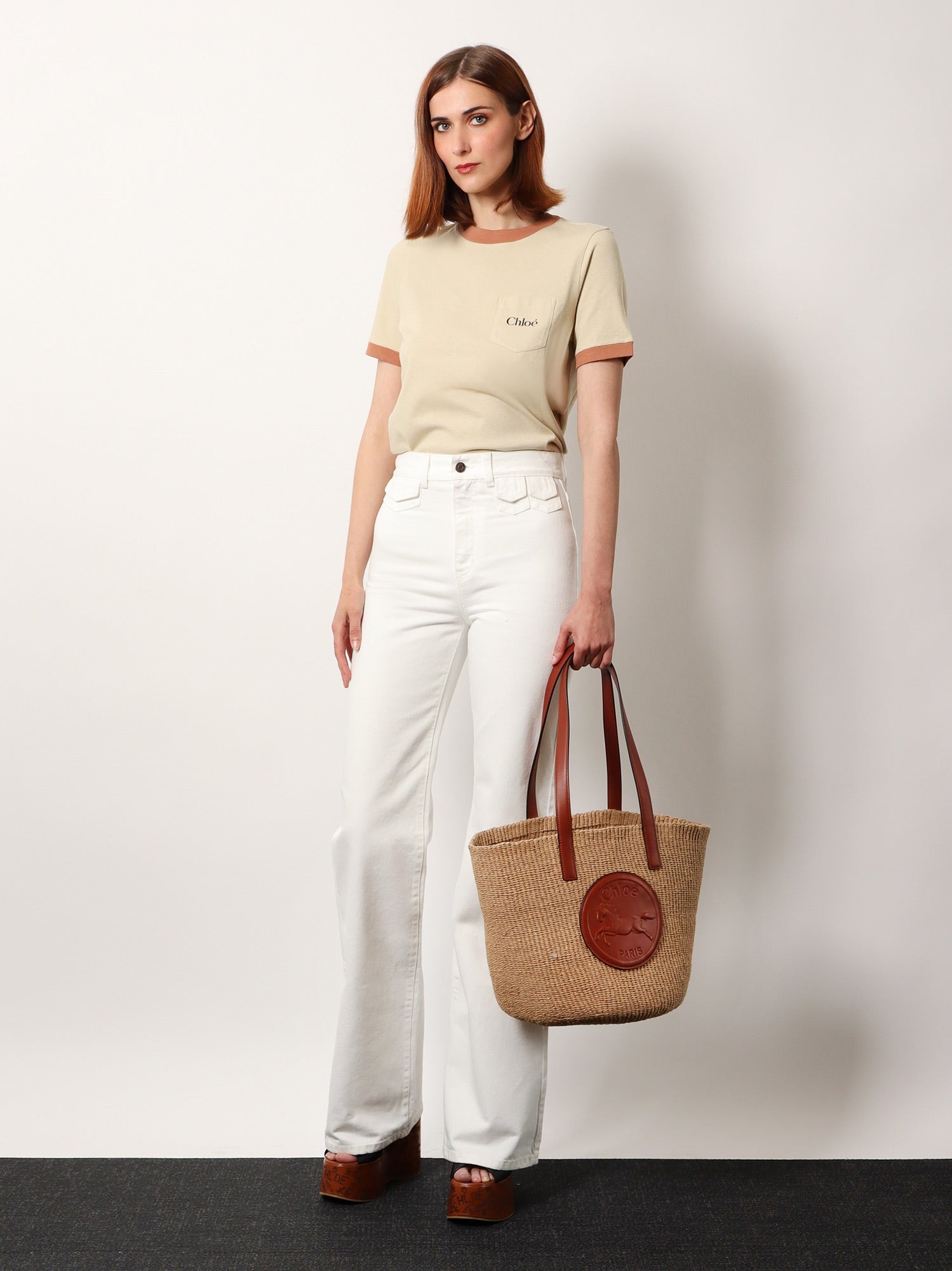 CHLOE' - Chloe' Cotton T-Shirt With Contrasting Profiles - 2