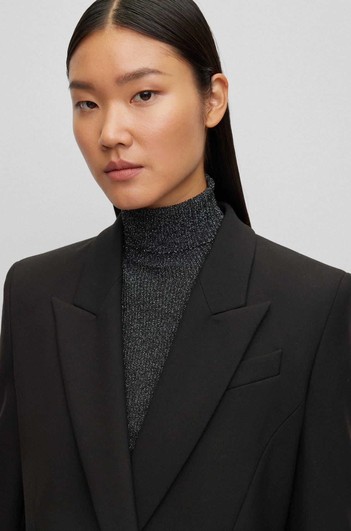 REGULAR-FIT JACKET IN STRETCH FABRIC WITH ASYMMETRIC FRONT - 5