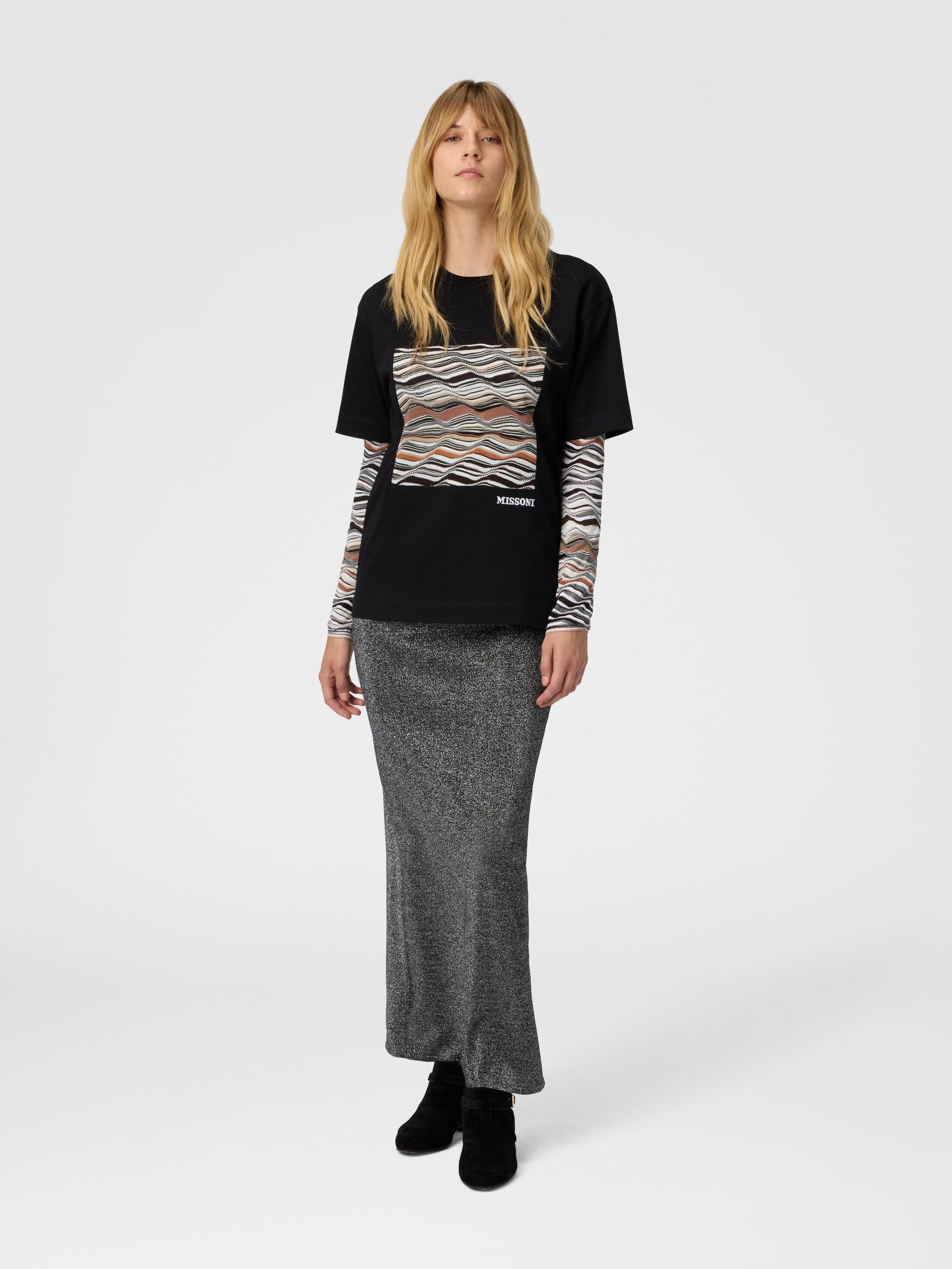 Missoni Short Sleeve T-shirt With Knit Insert And Logo in Black at Nordstrom - 2