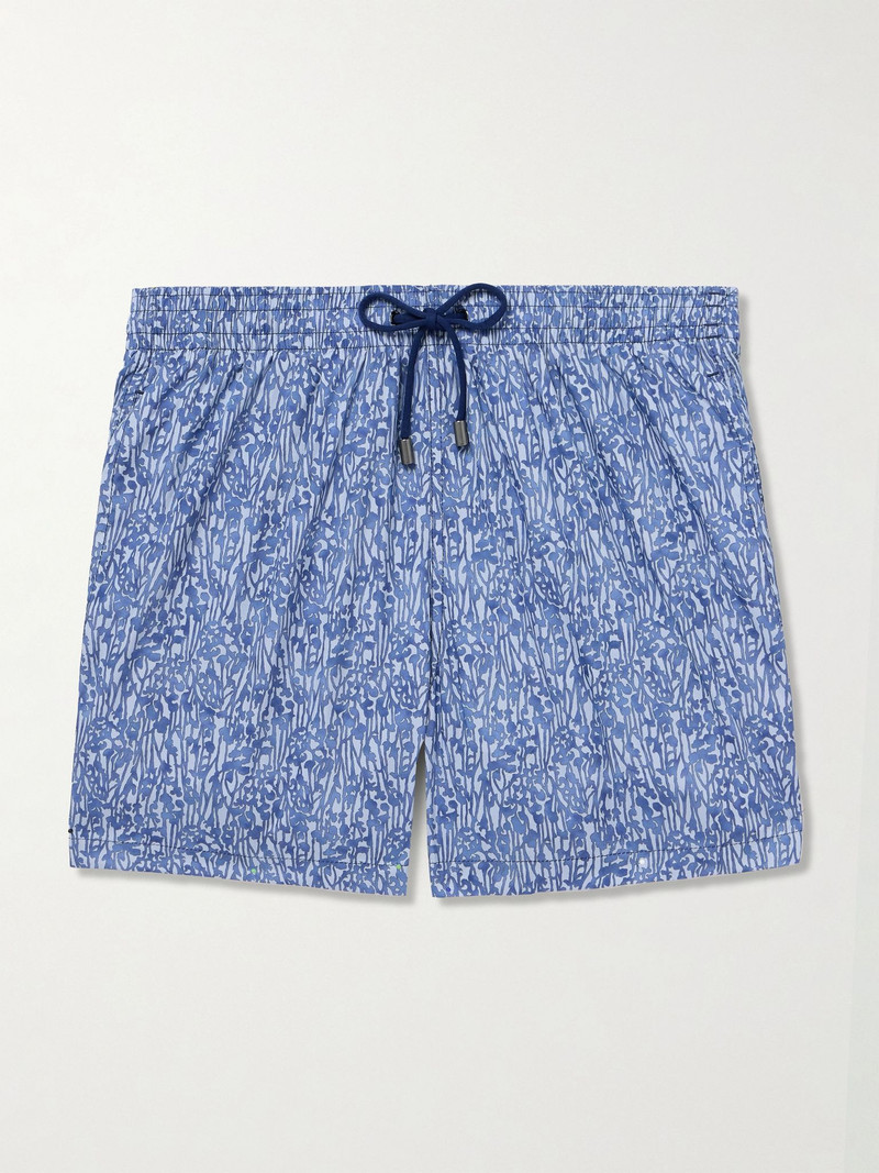 Straight-Leg Mid-Length Printed Swim Shorts Blue 1
