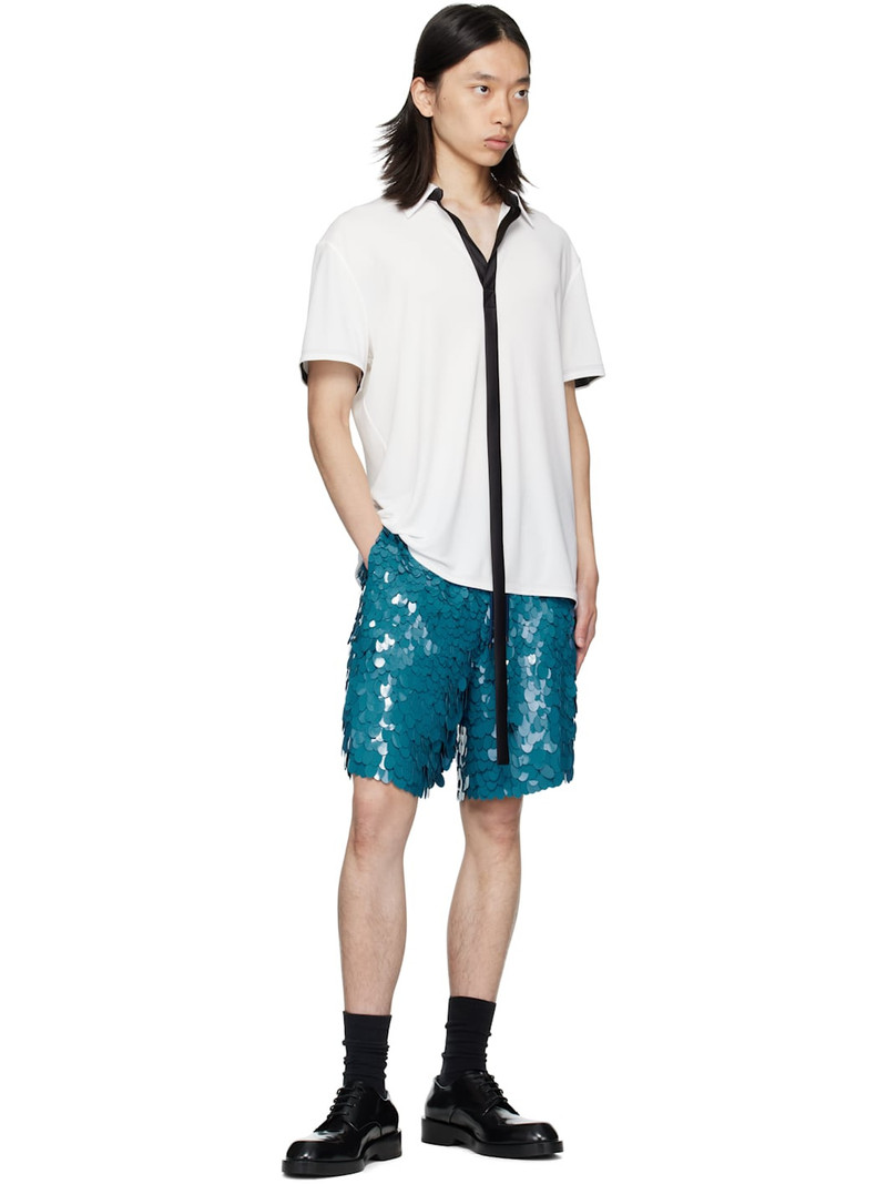Dries Van Noten Blue Embellished Shorts outlook