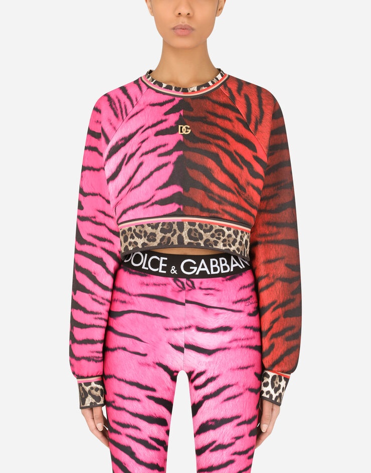 Cotton sweatshirt with tiger print - 1