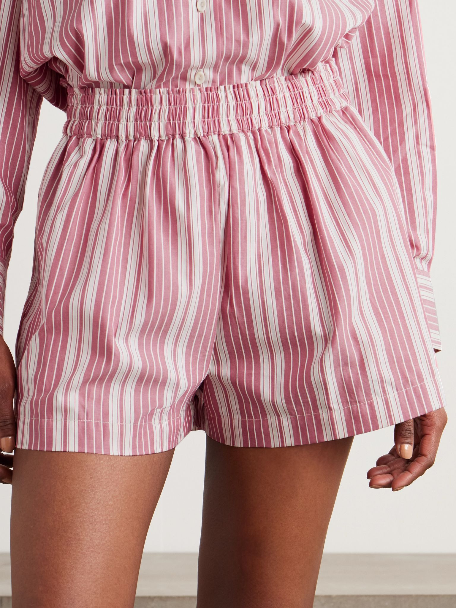 Elva striped cotton shorts Pink - 3