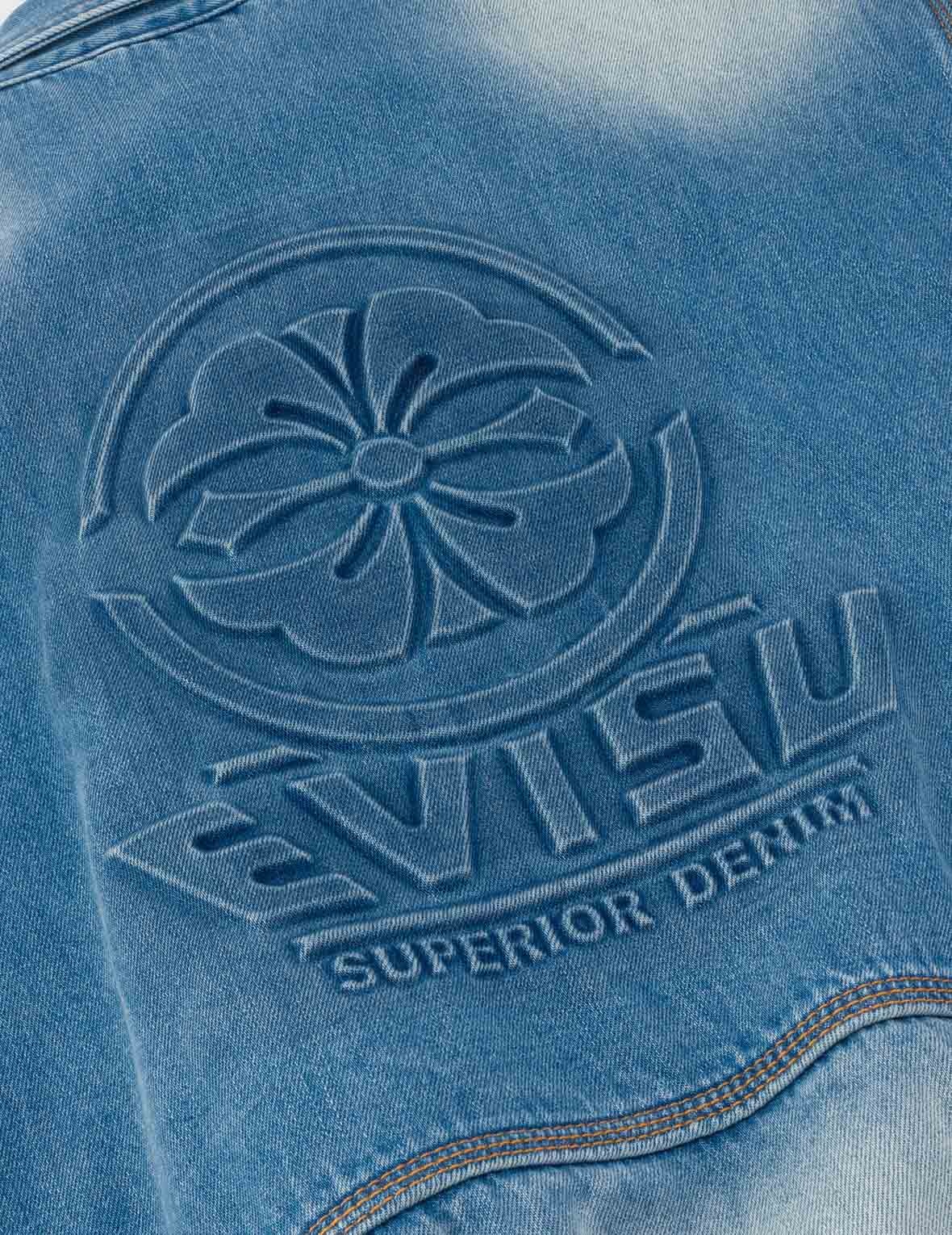 Emboss Kamon Relax Fit Worker Denim Jacket - 5