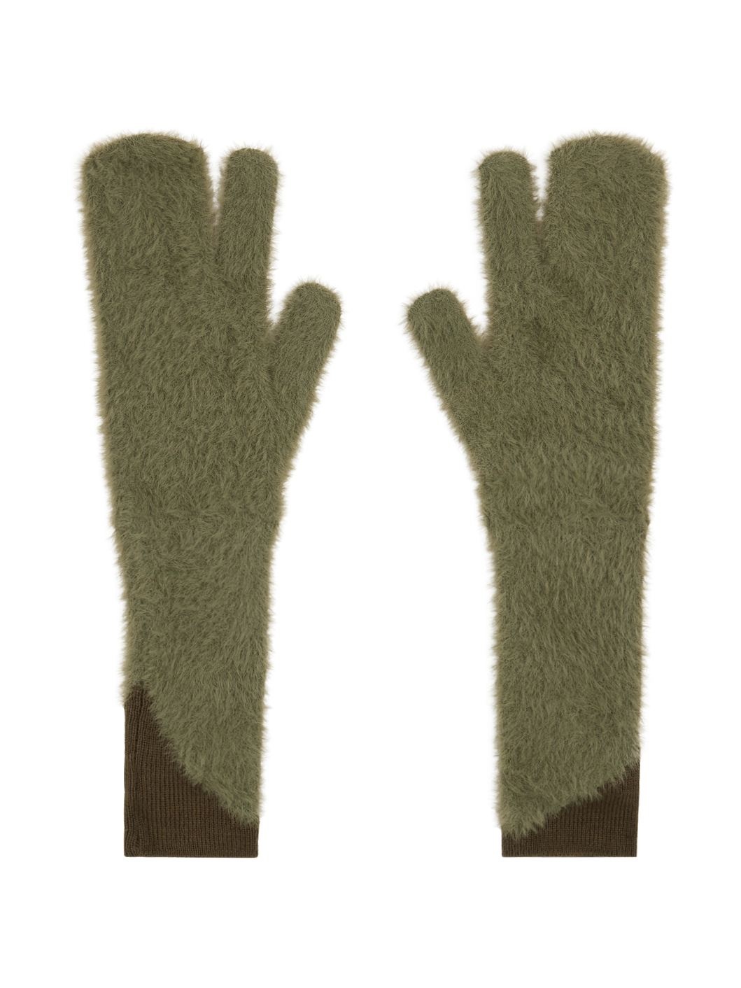 Green Furry Worn Out Mitts - 2