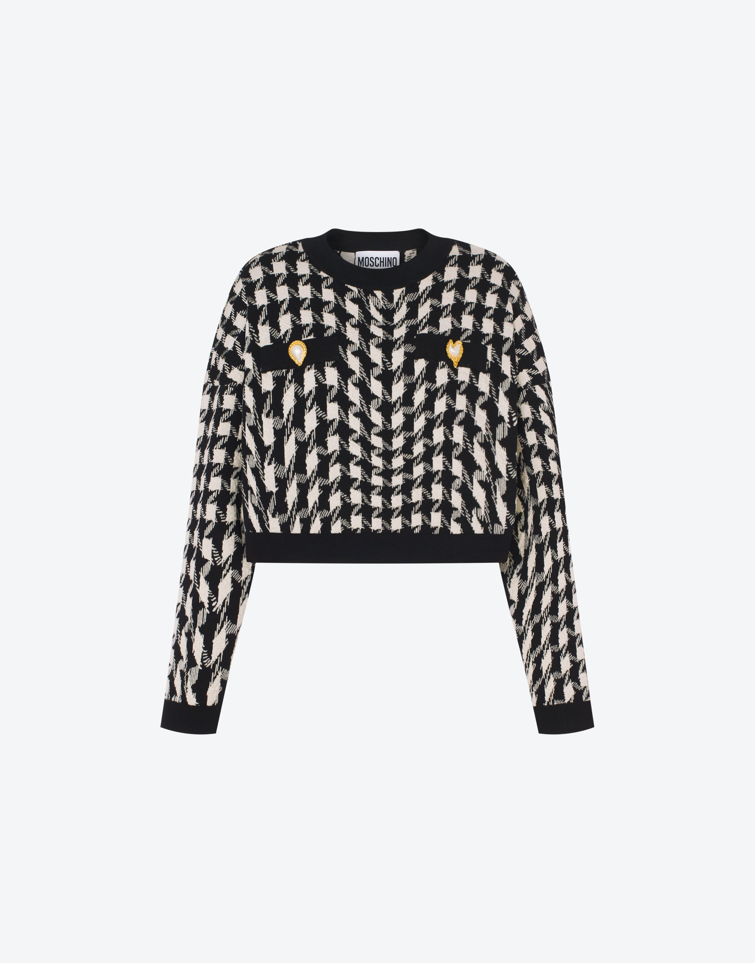 MORPHED PIED DE POULE STRETCH KNIT CROP JUMPER - 1