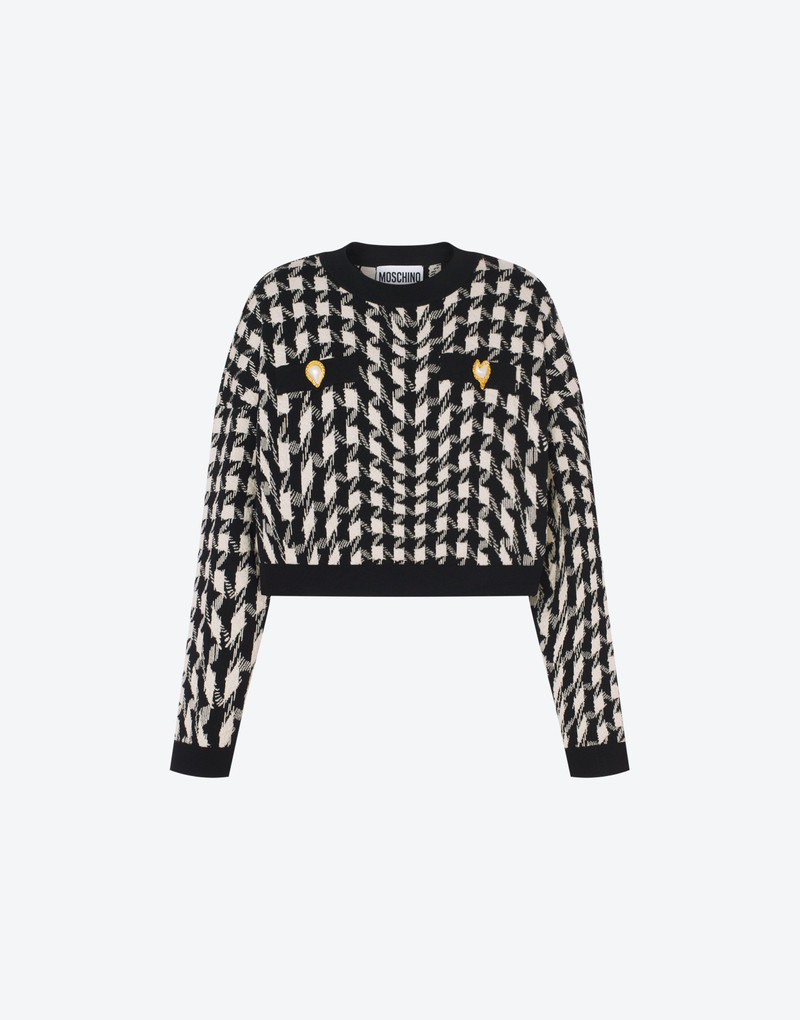 MORPHED PIED DE POULE STRETCH KNIT CROP JUMPER 1