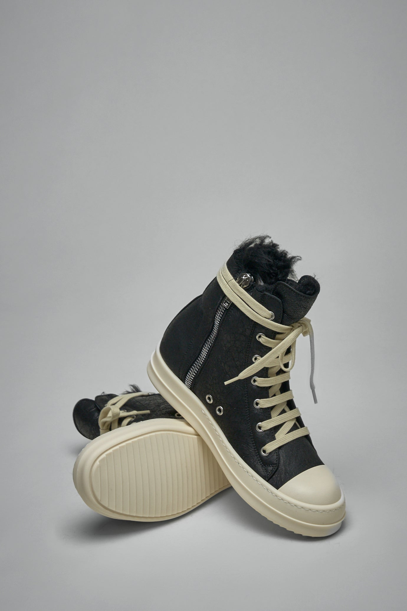 High Top Zebra Shearling Ramones Sneakers - 5