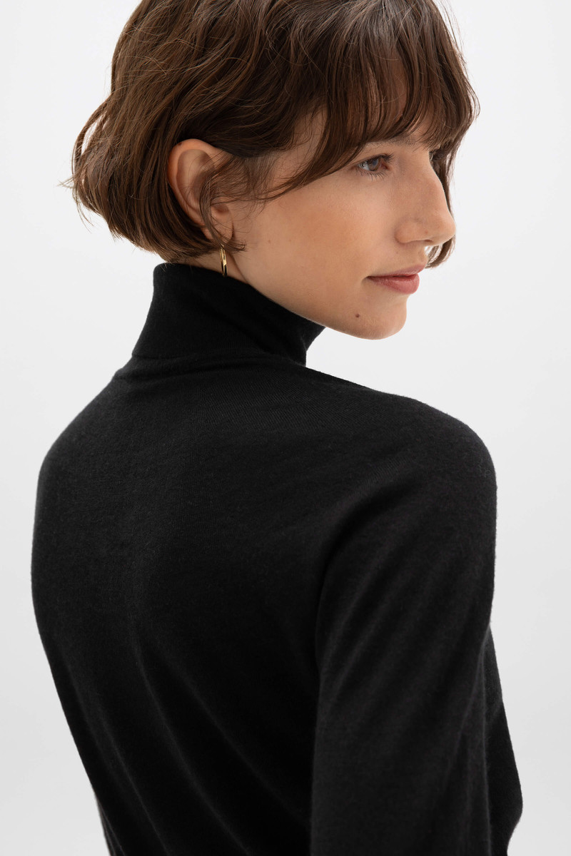 Superfine Cashmere Black Roll Neck 3